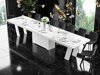 Tafel Hoboken 101 (Wit marmer + Glanzend wit)