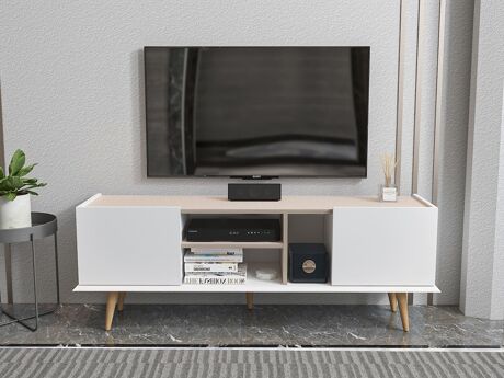Mueble TV Asheboro 214 (Blanco + Beige)
