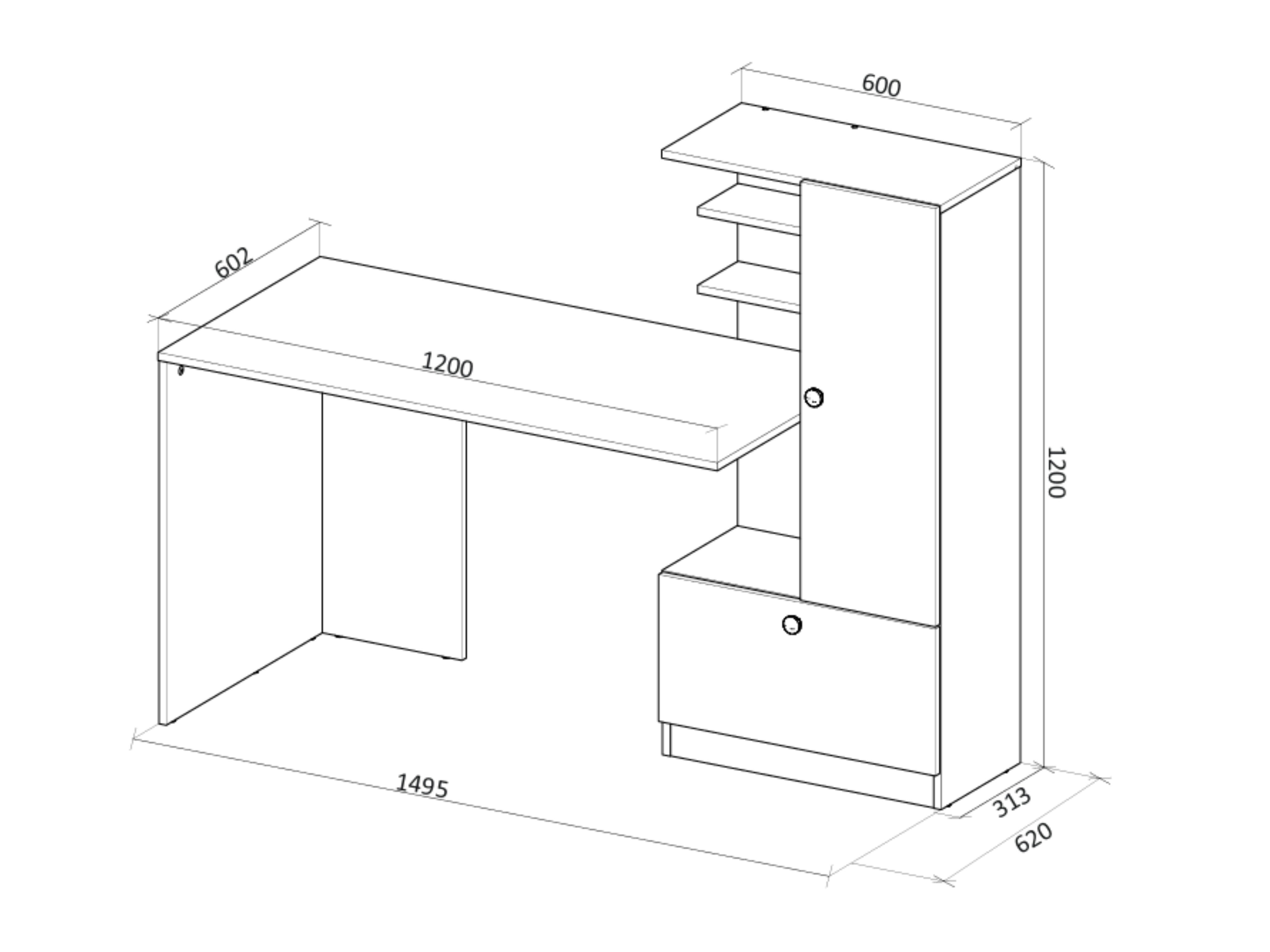 Skrivebord Houston 2148 (Hvid)