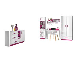 De reeks van de kinderkamer Sorviru 107 (Wit + Roze)