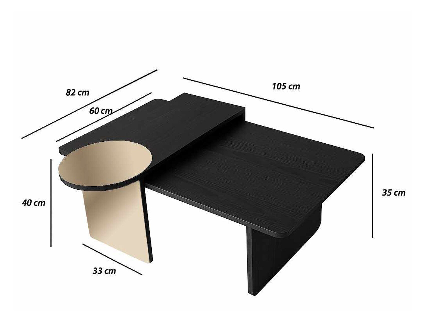 Set de măsuțe de cafea Kailua 2822 (Negru)