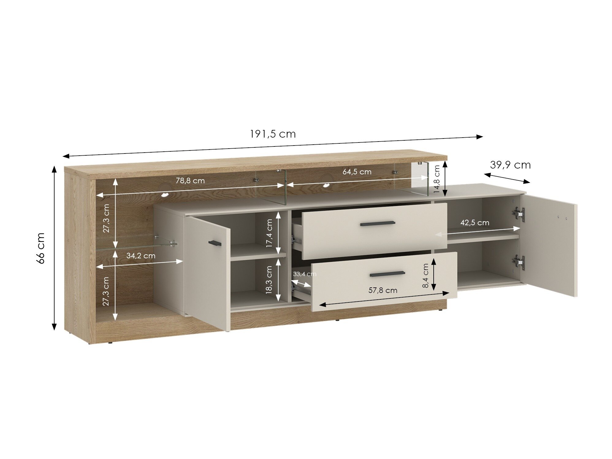 TV-meubel Avicoro 106 (Sonoma eik + Kasjmier)