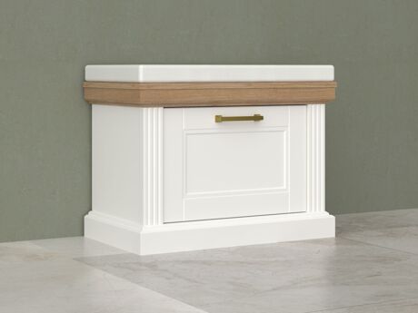 Dulap pantofi Solevu 115 (Alb + Nuc deschis)