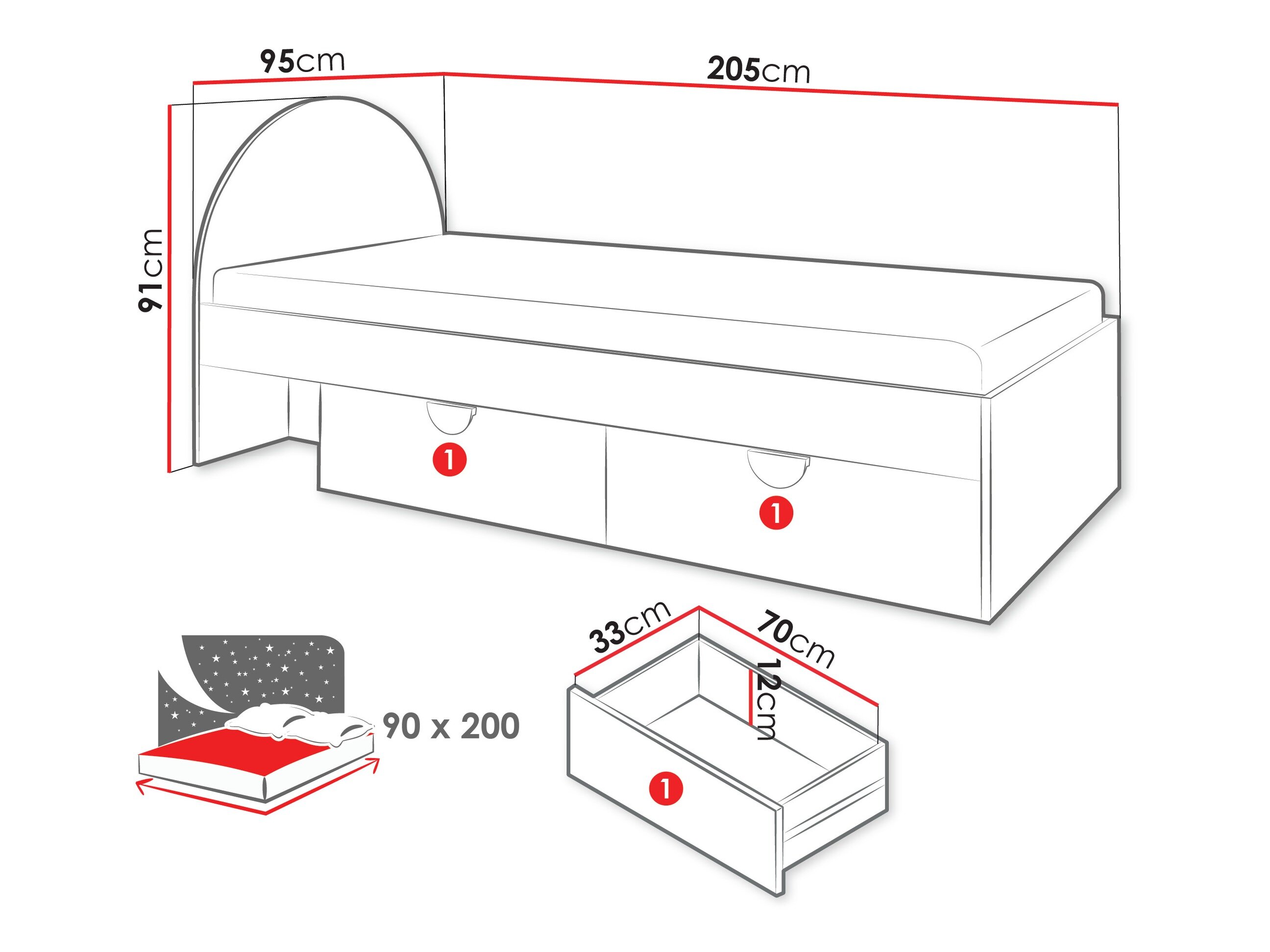 Bed Fivelbi 111 (Blauw)