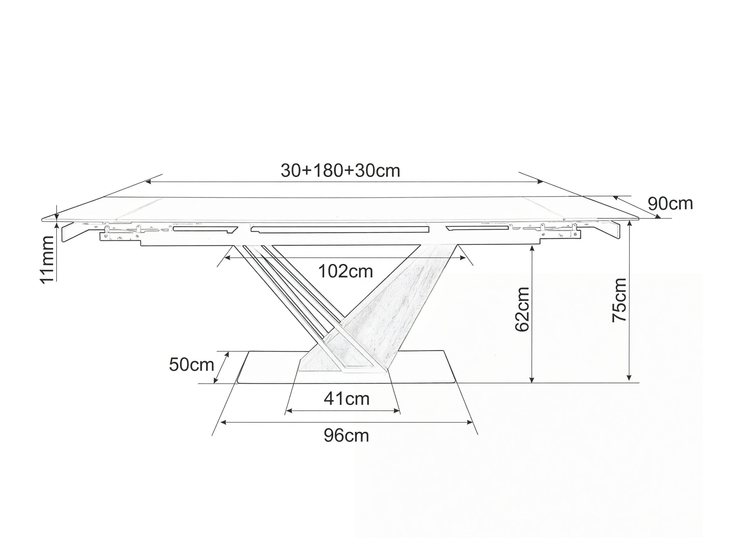 Tafel Detroit 996 (Wit marmer + Eiken)
