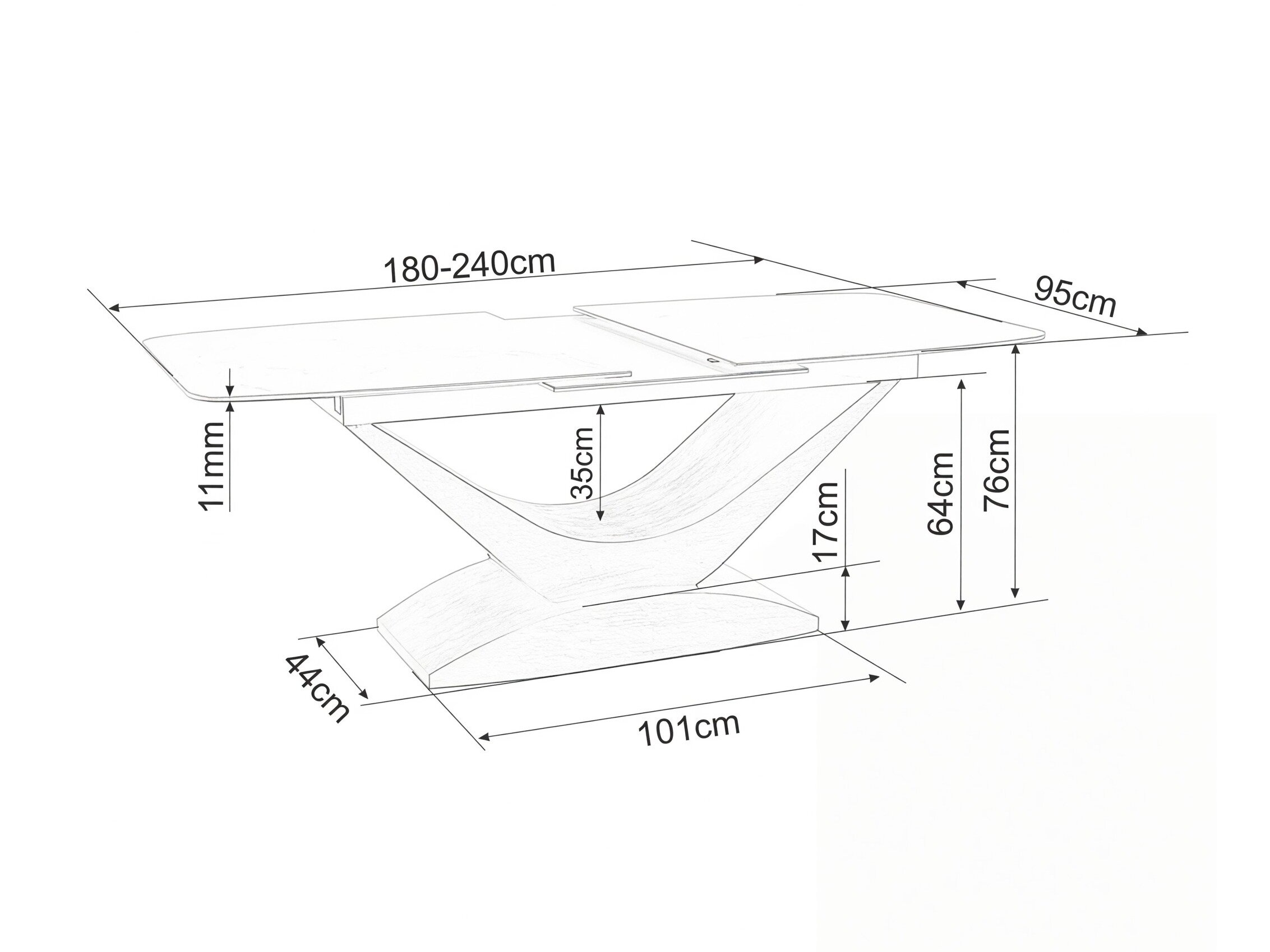 Tafel Detroit 1001 (Notenhout + Grijs marmer)