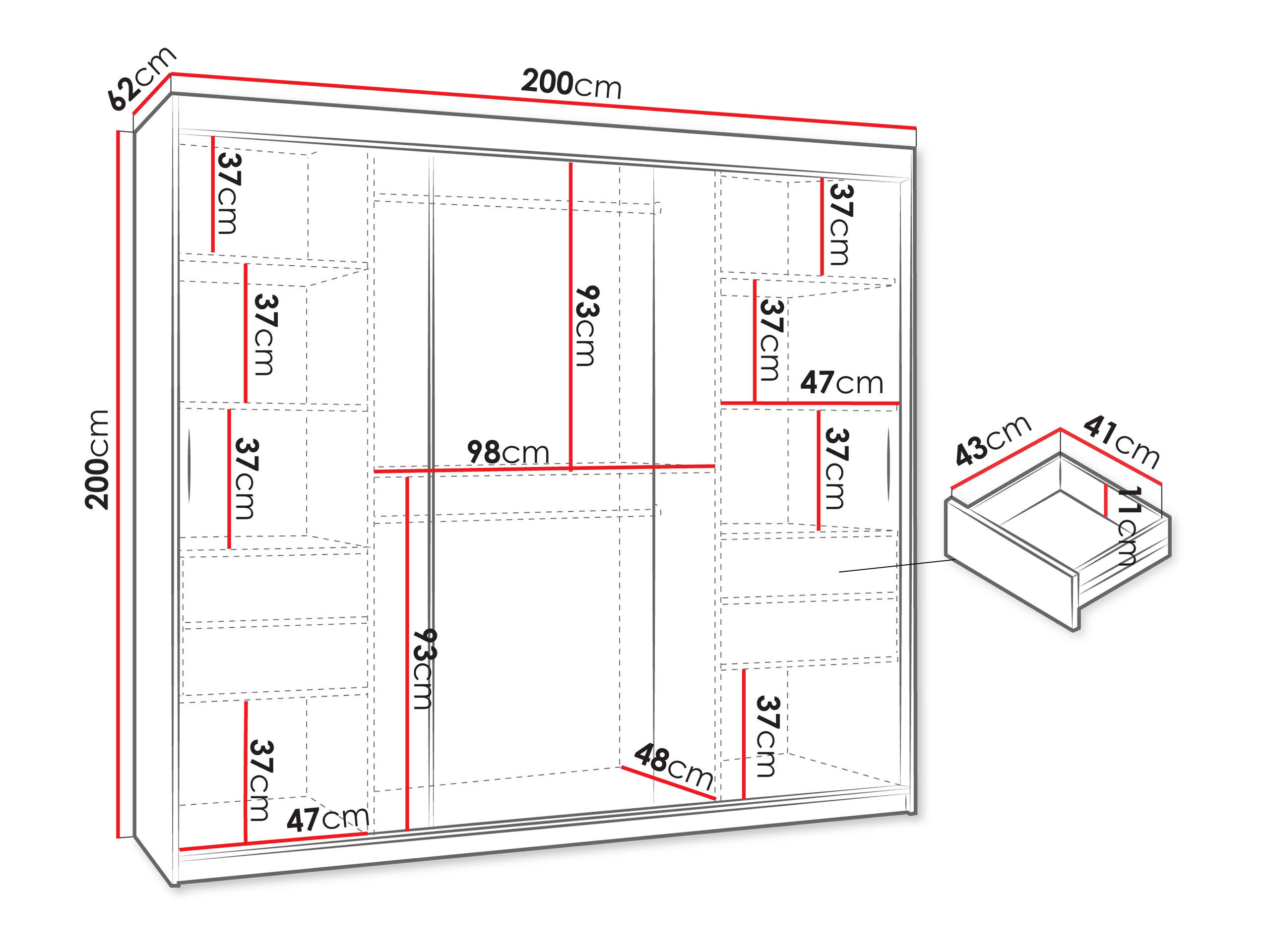 Kledingkast Hartford 507 (Notenhout)