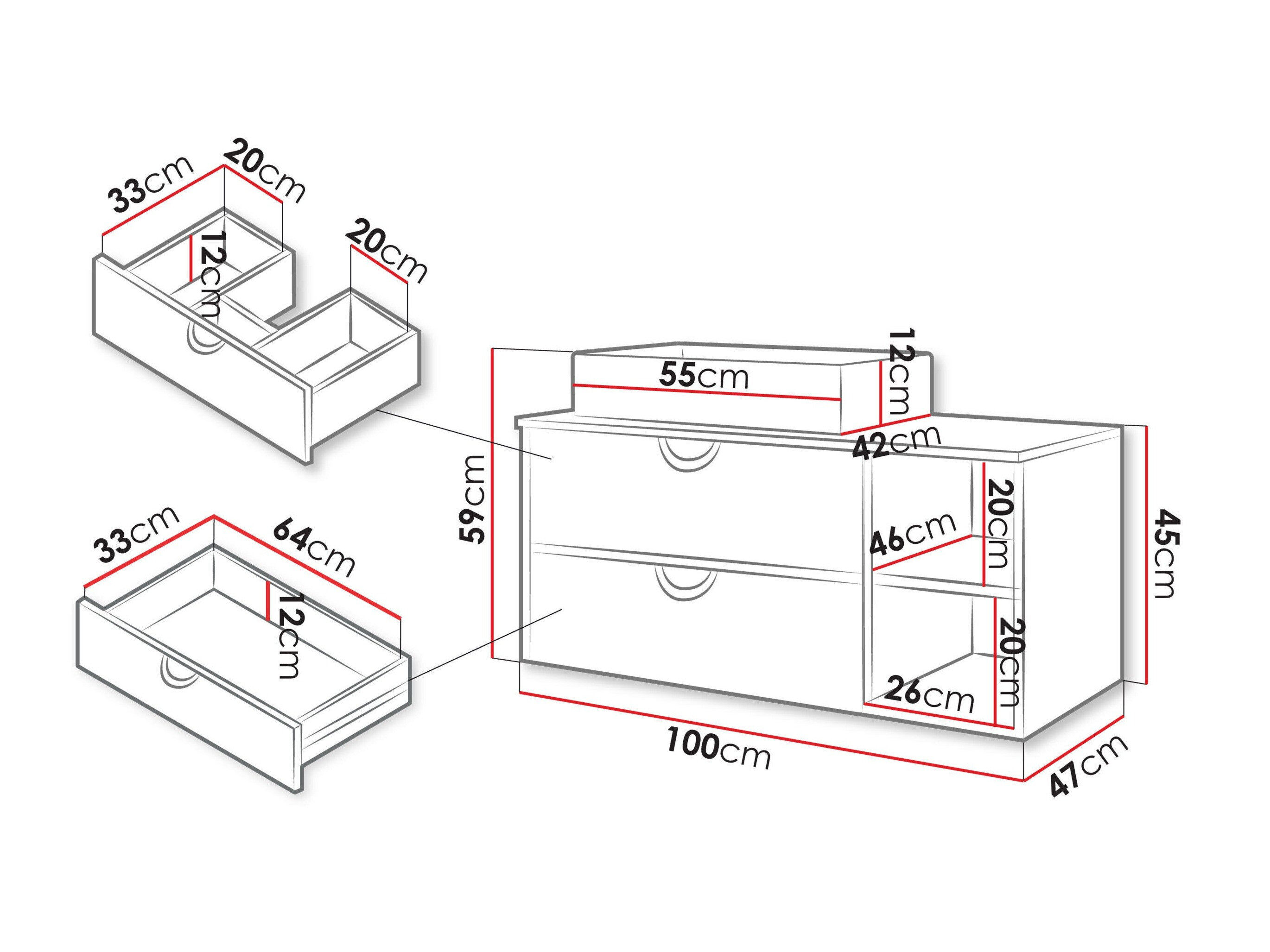 Hangend badkamermeubel voor wastafel Sodalis (Zwart)
