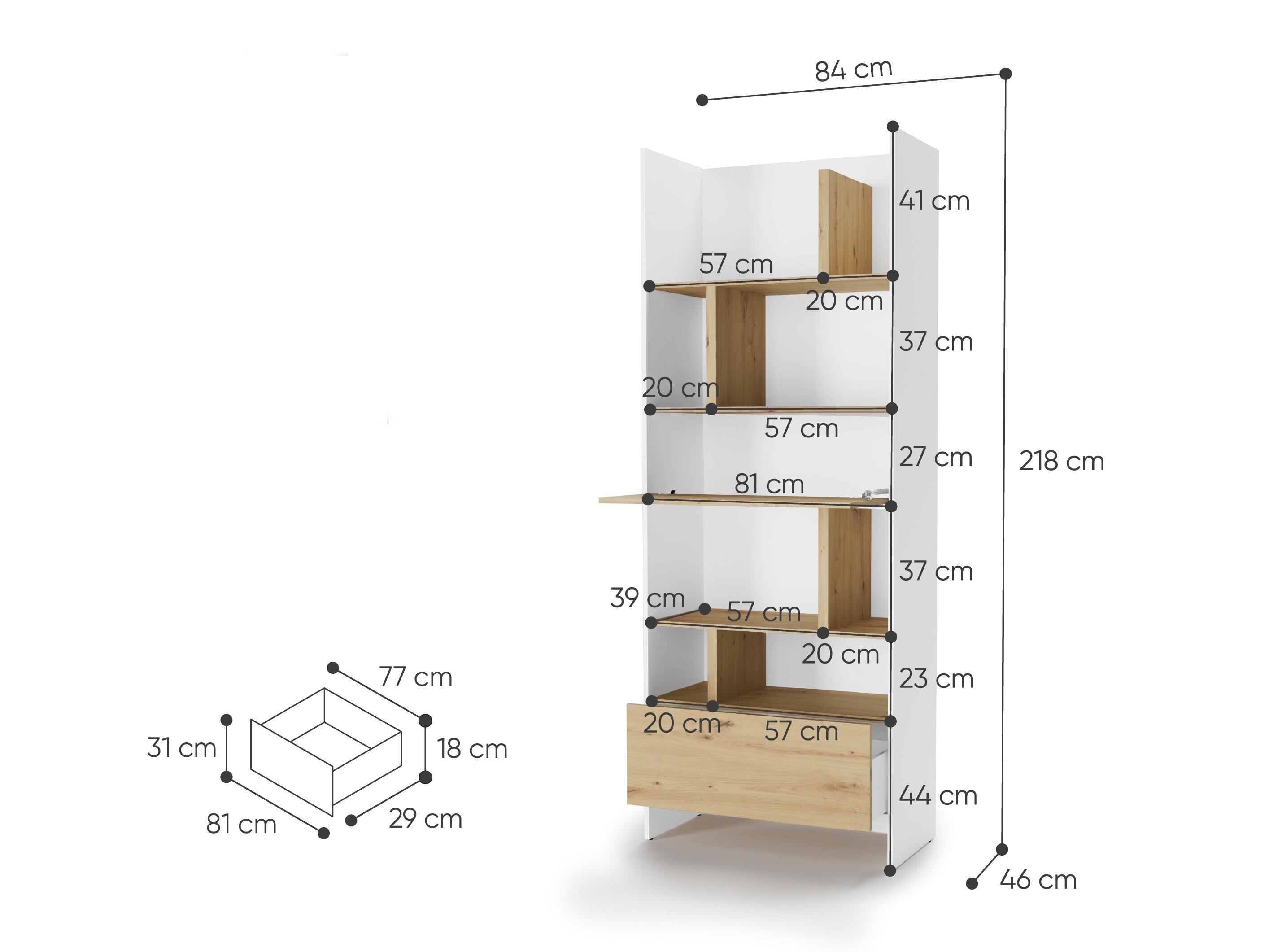 Boekenkast Concept Lenart 103 (Kasjmier + Eiken)