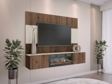 Woonkamerset Comfivo Salix VII (Notenhout + Licht Travertine)
