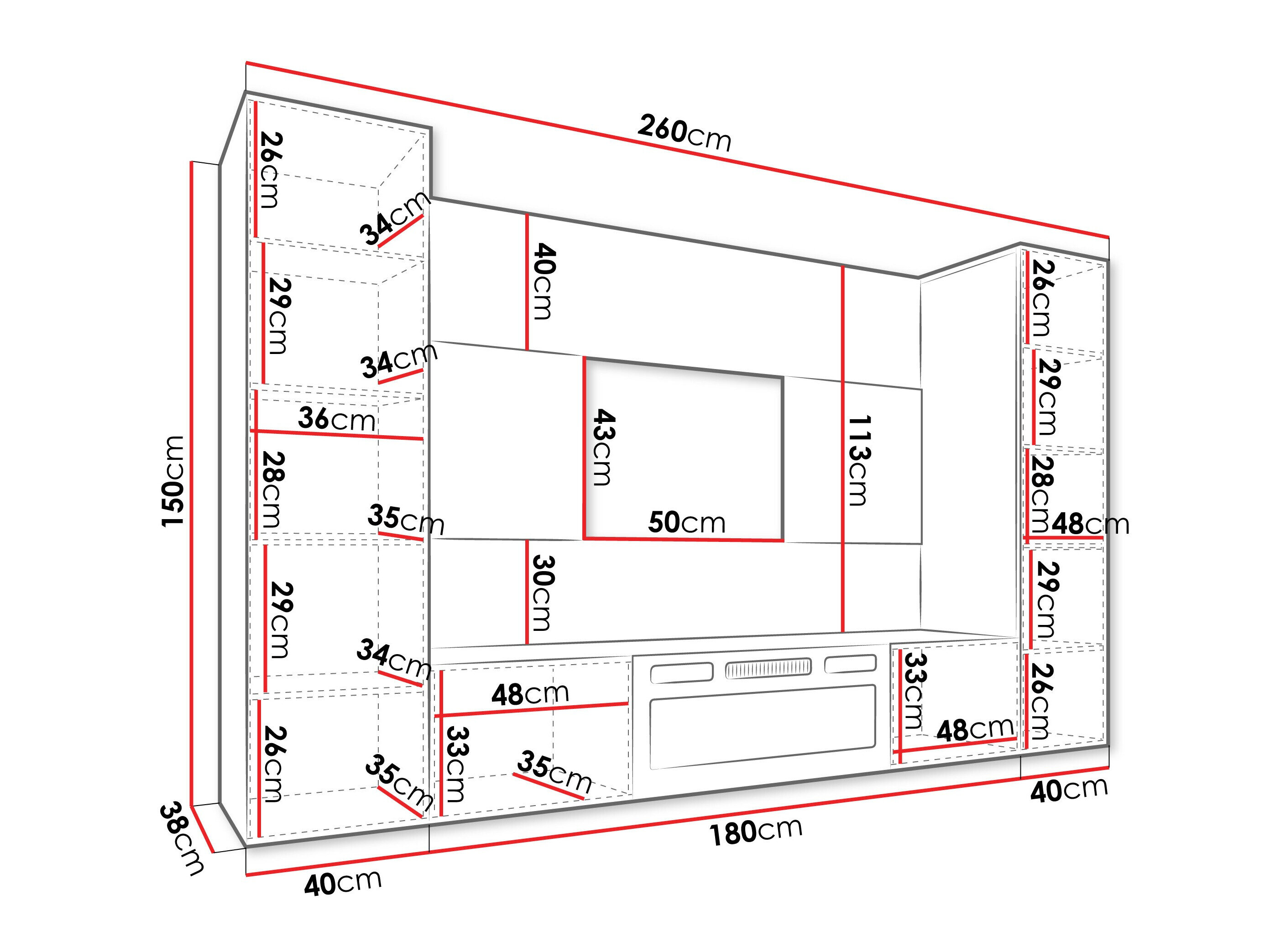 Woonkamerset Comfivo Salix VIII (Wit + Wit marmer)