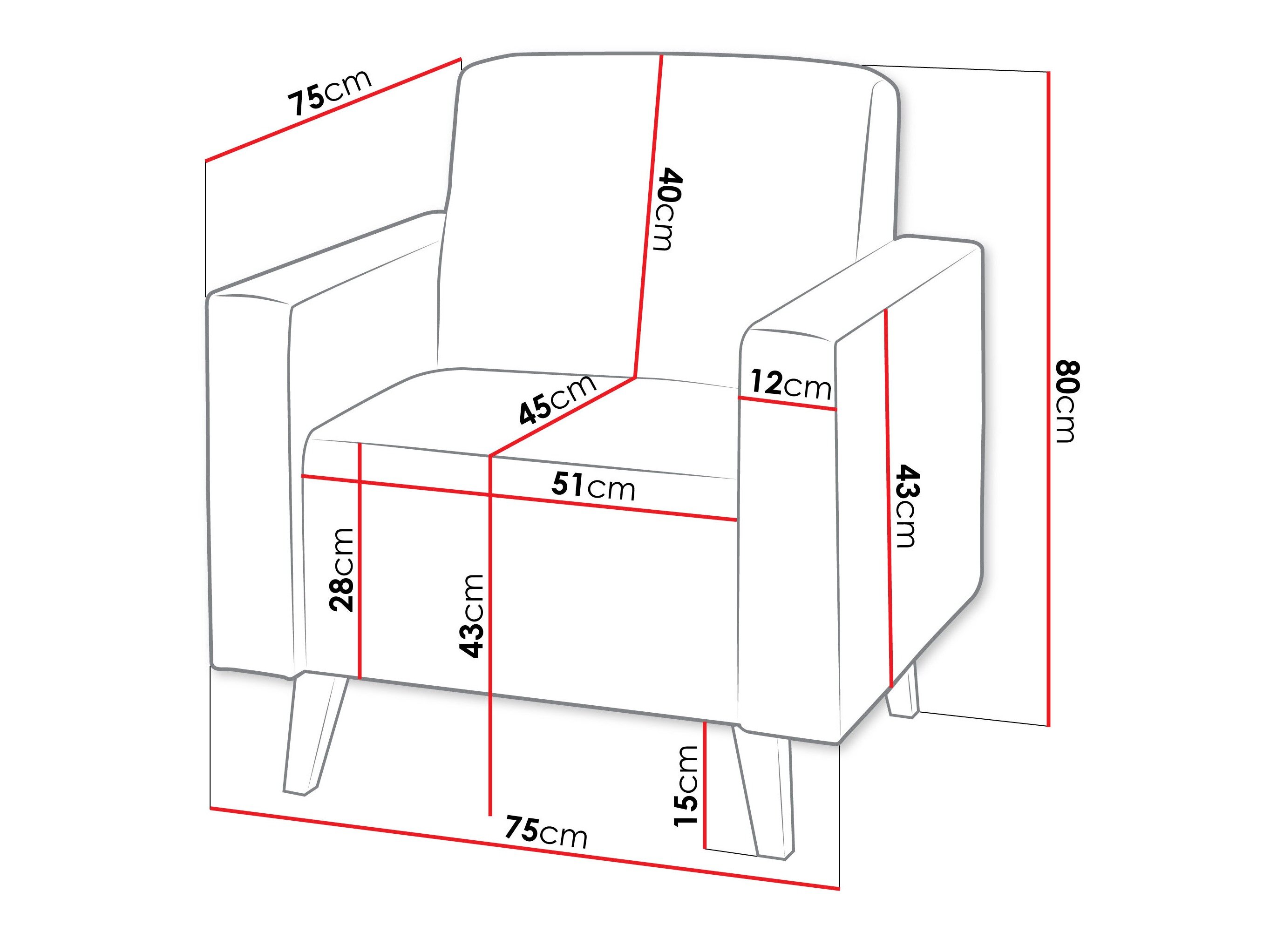 Fauteuil Delbene 131 (Aura 23 + Glanzend zwart)