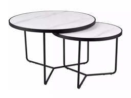 Salontafel set Detroit 252 (Wit marmer + Zwart)
