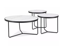 Salontafel set Detroit 570 (Wit marmer + Zwart)