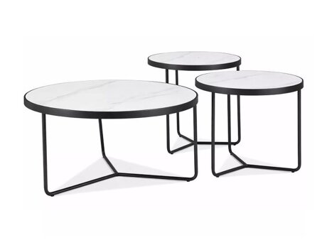 Salontafel set Detroit 570 (Wit marmer + Zwart)