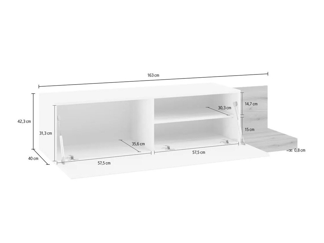 TV-meubel Ontario 244 (Grijs + Eiken)