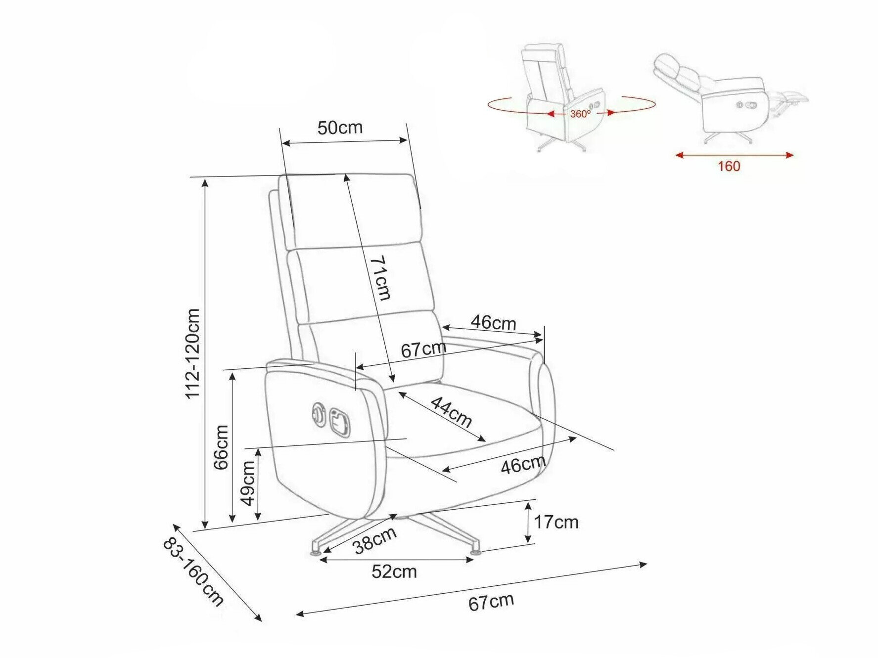 Relaxfauteuil Detroit 1032 (Raven 45)