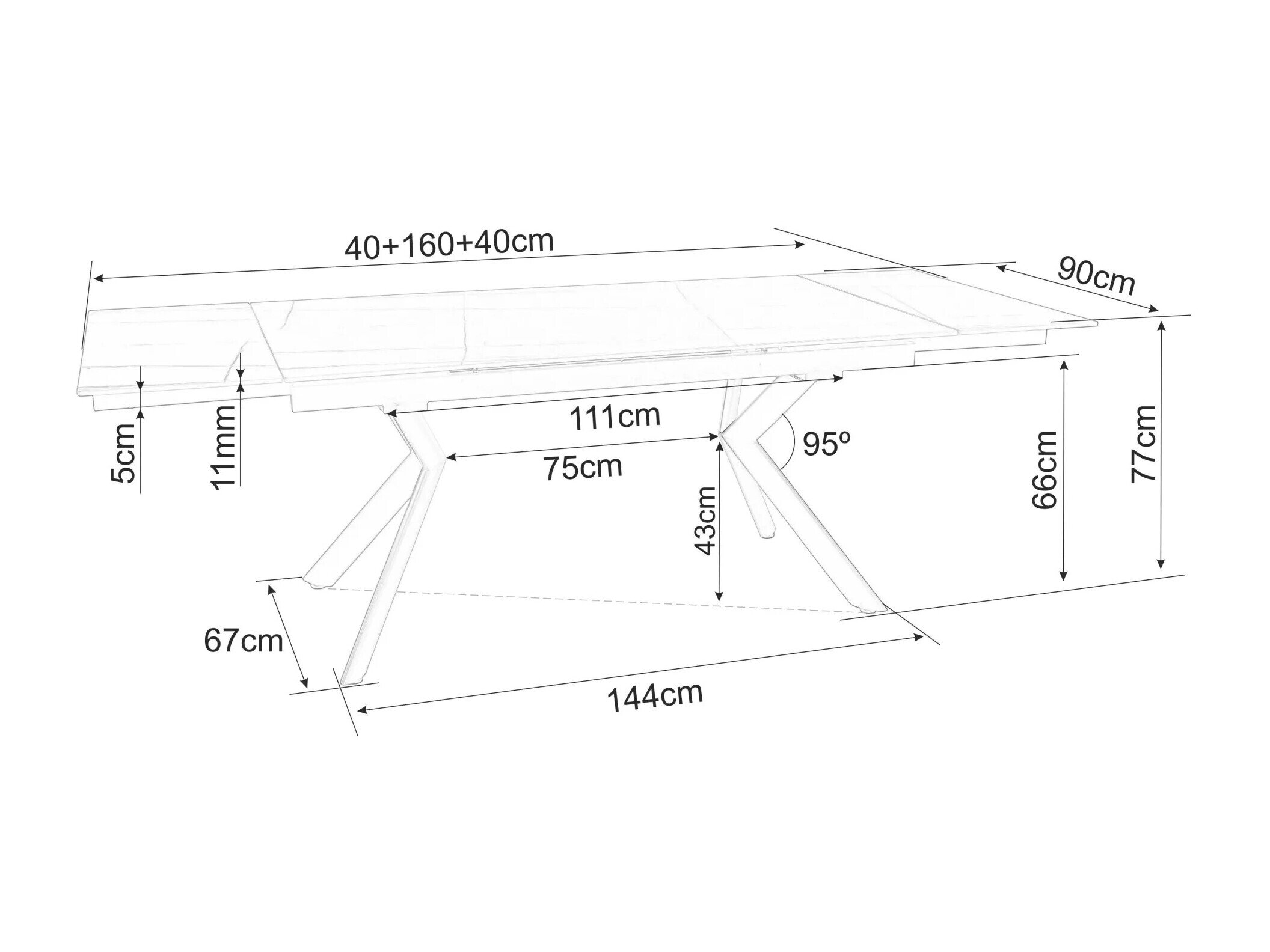 Tafel Detroit 1039 (Licht travertin)