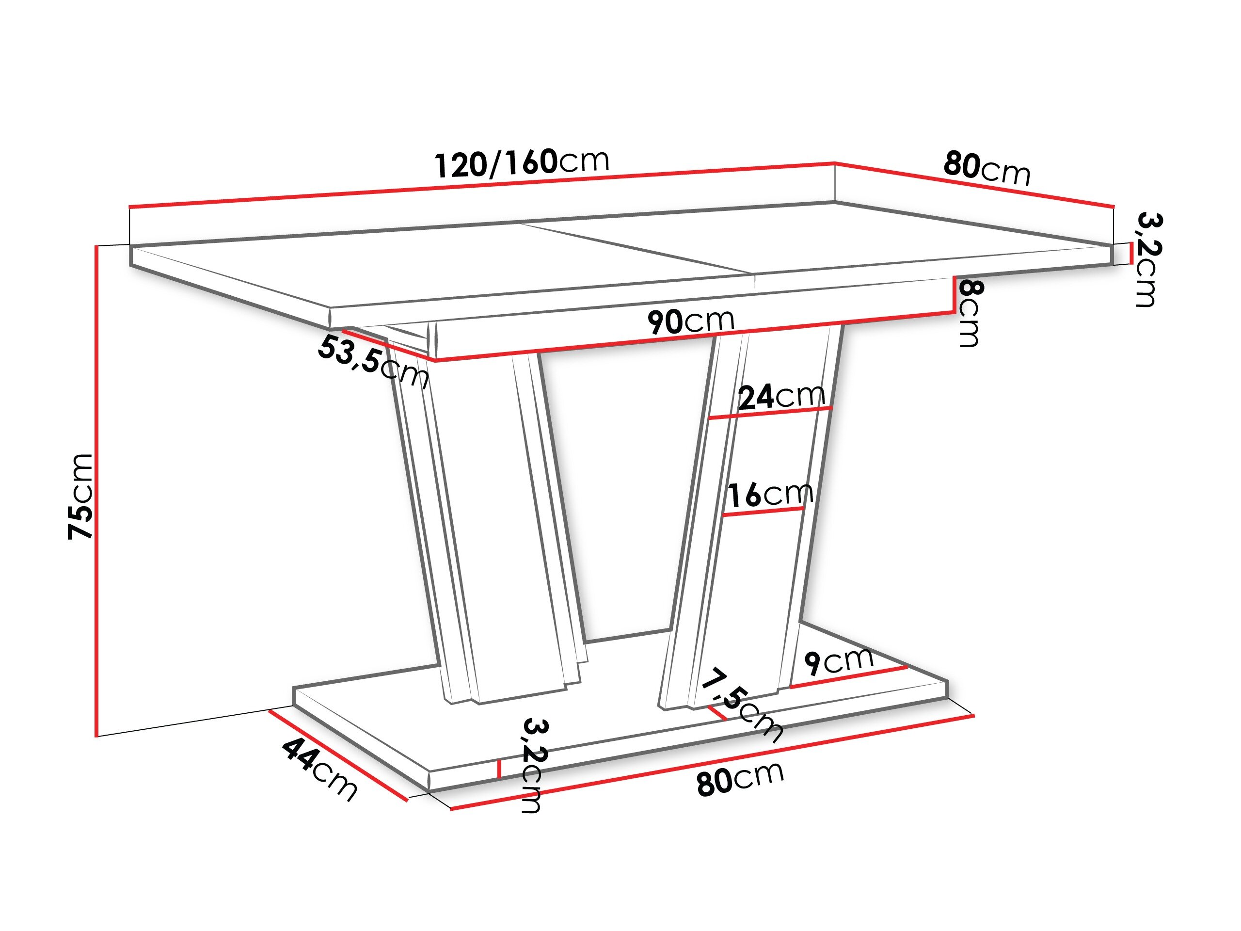 Tafel Goodyear 139 (Zwart marmer + Zwart)