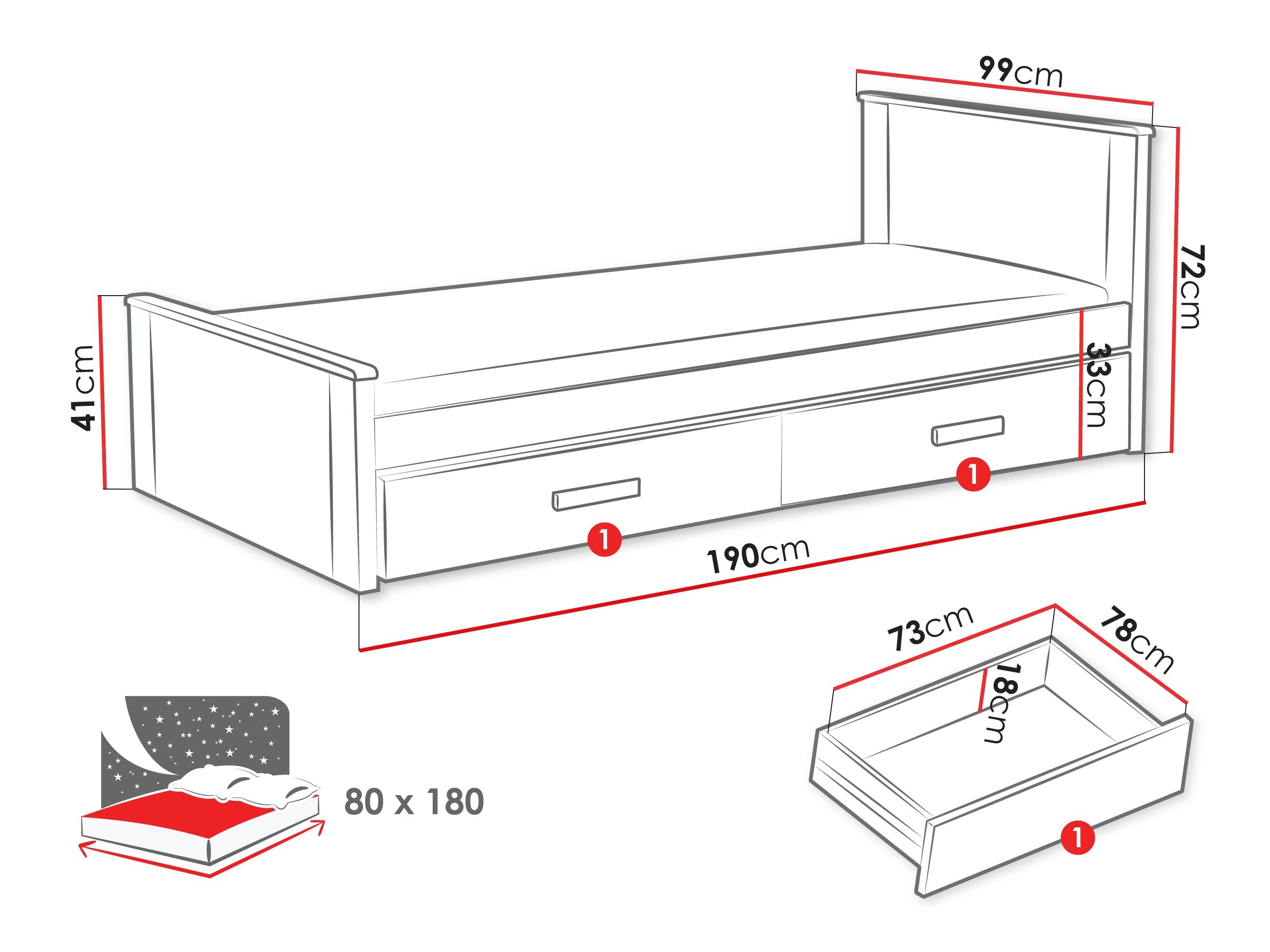 Bed Henderson 116 (Wit + Kasjmier)
