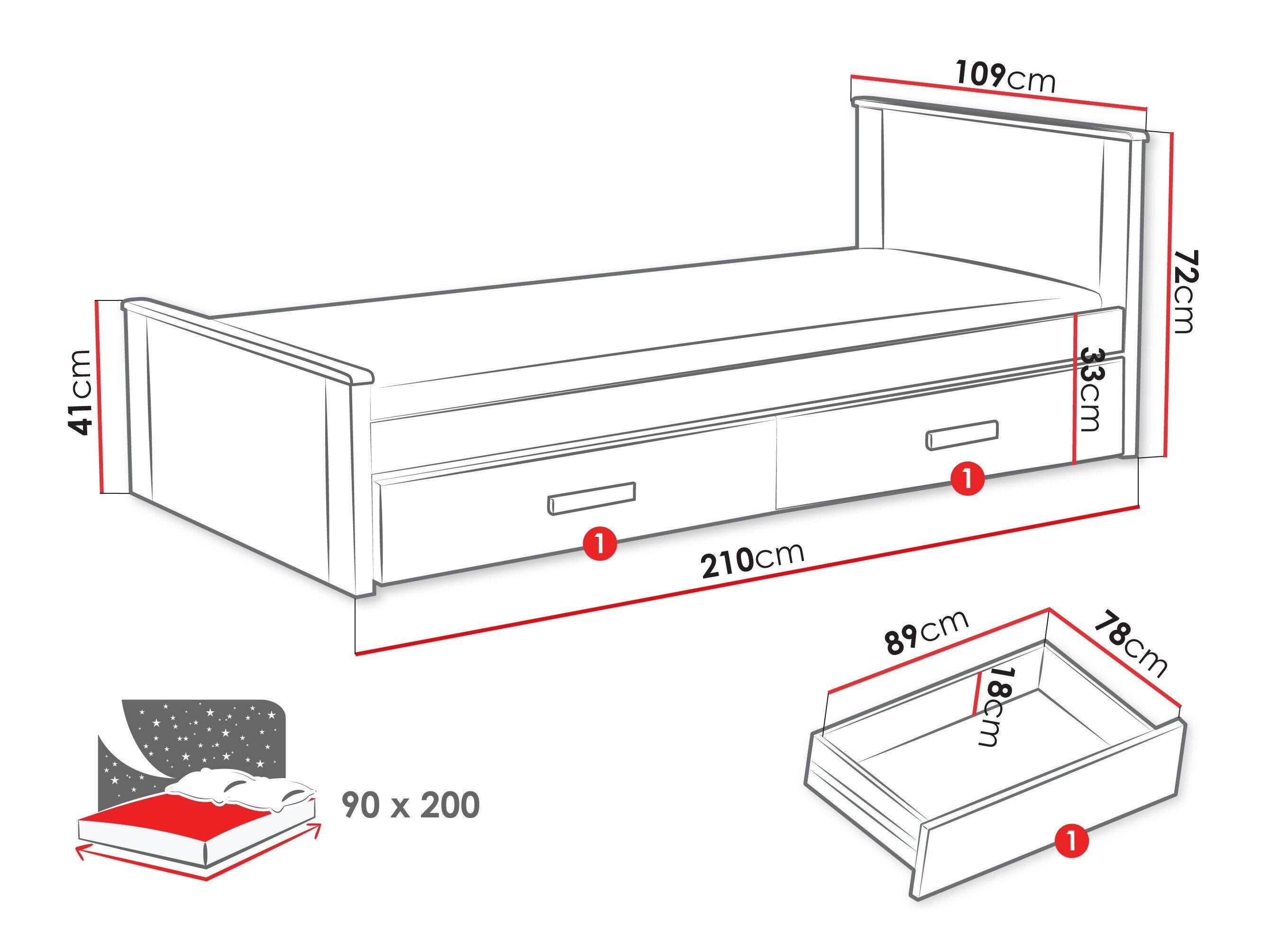 Bed Henderson 116 (Wit + Kasjmier)