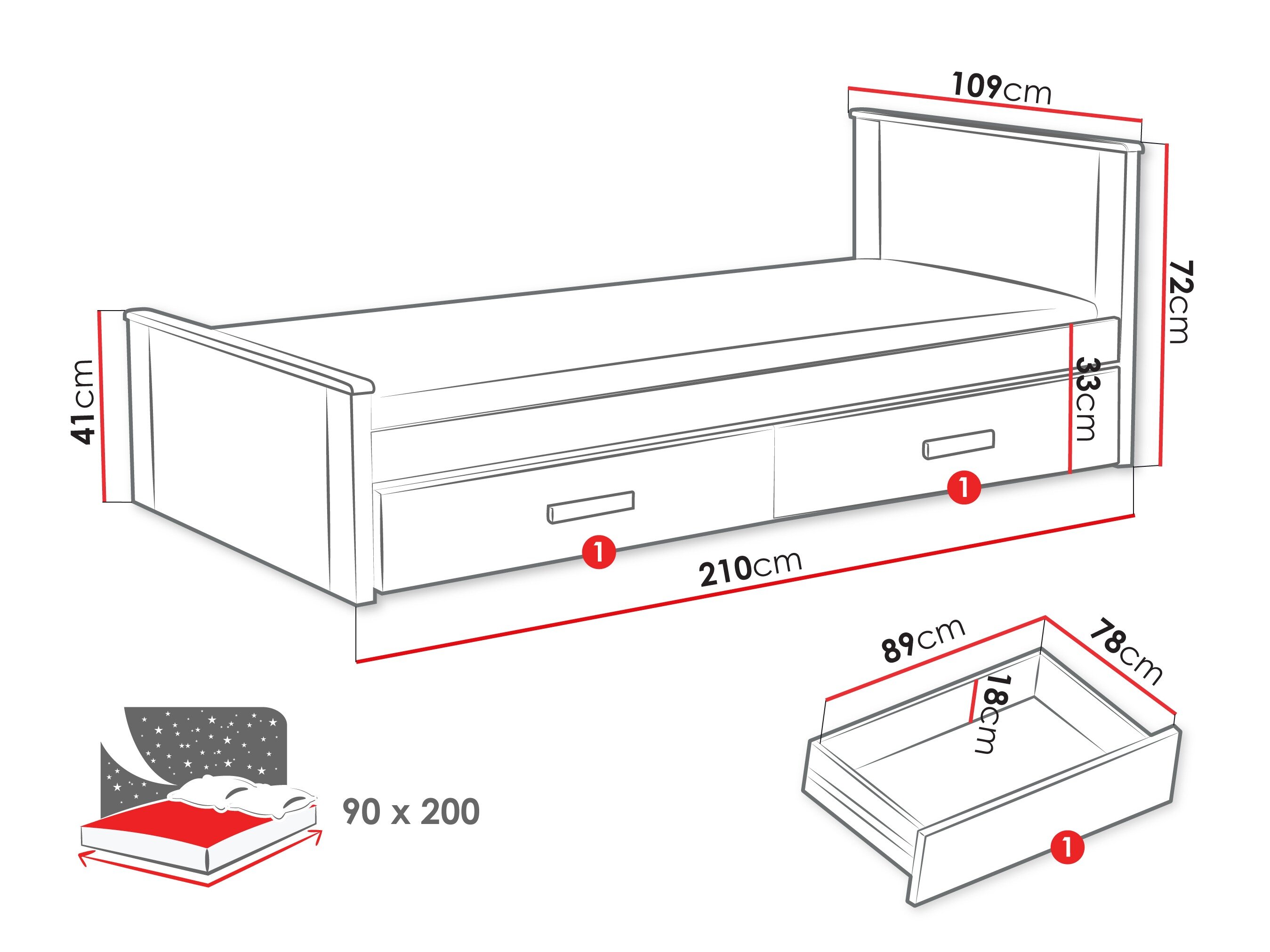 Bed Henderson 116 (Wit + Truffel)
