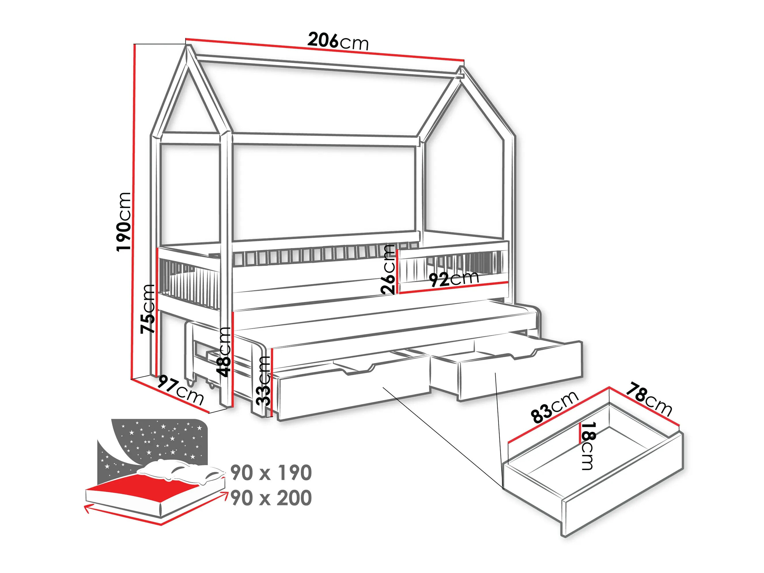 Bed Henderson 166 (Grijs)
