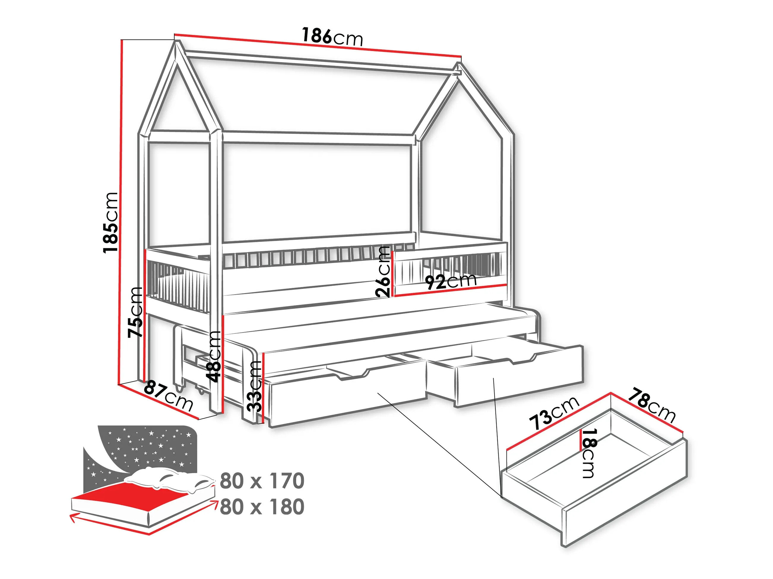 Bed Henderson 166 (Grijs)