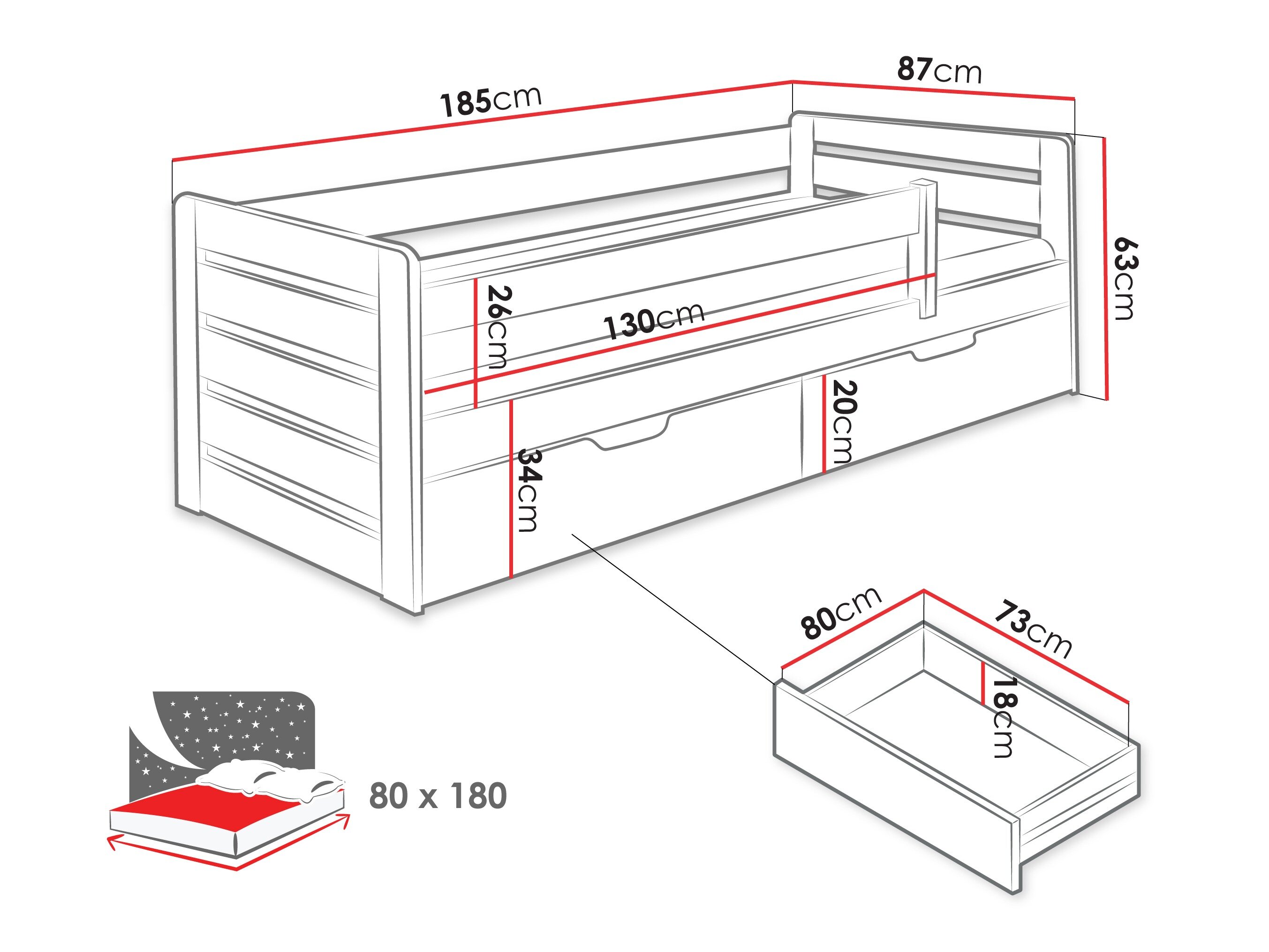 Bed Henderson 173 (Wit + Kasjmier)