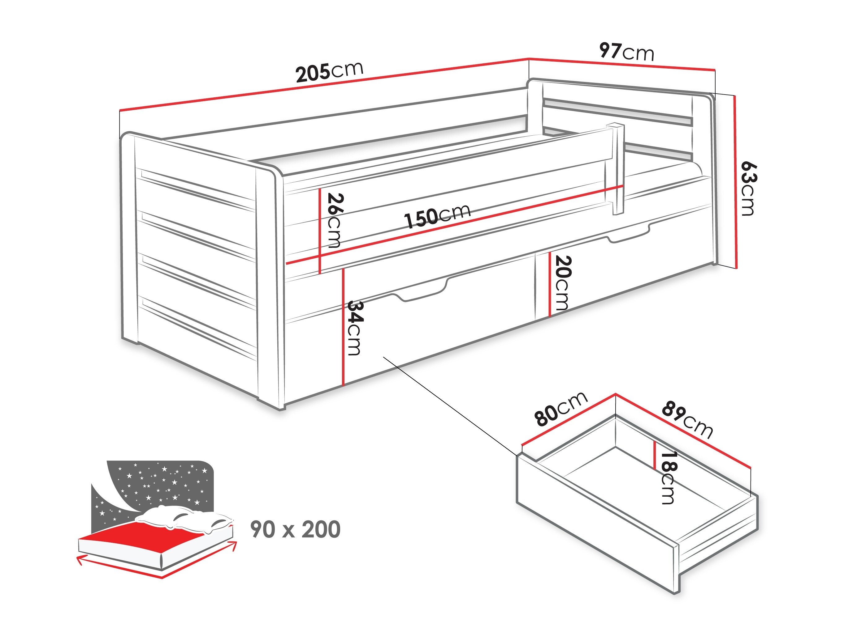 Bed Henderson 173 (Wit + Kasjmier)