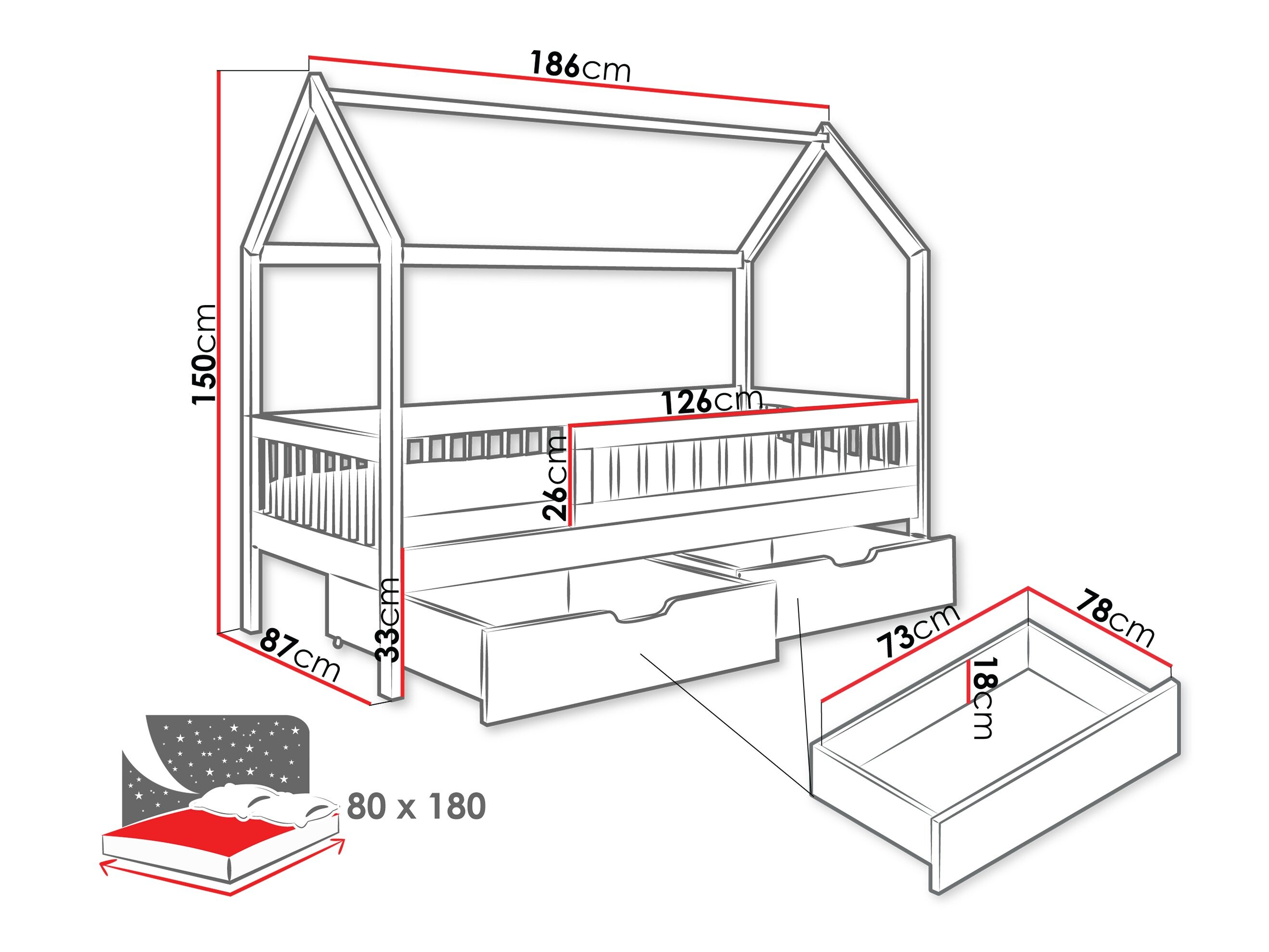 Bed Henderson 168 (Wit)