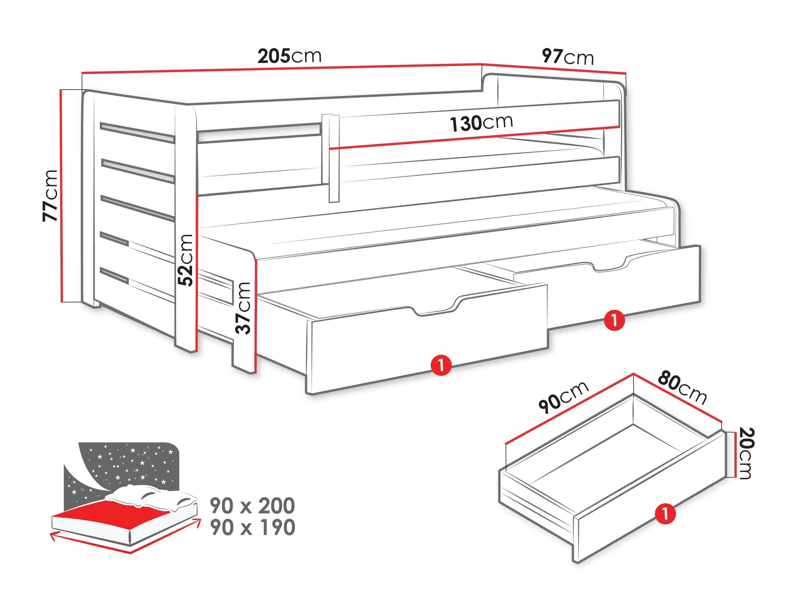 Bed Henderson 127 (Grenen)