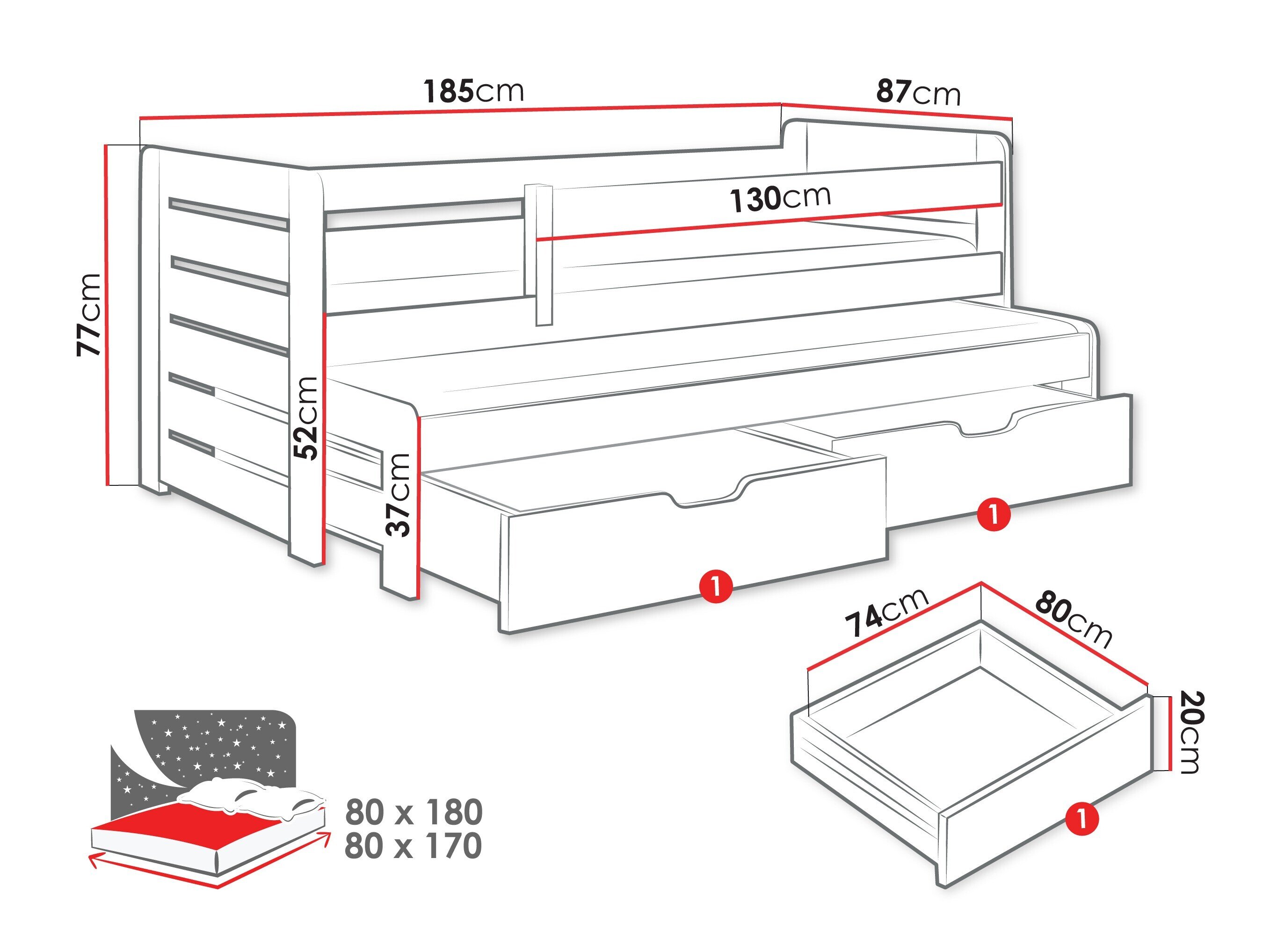 Bed Henderson 127 (Grenen)