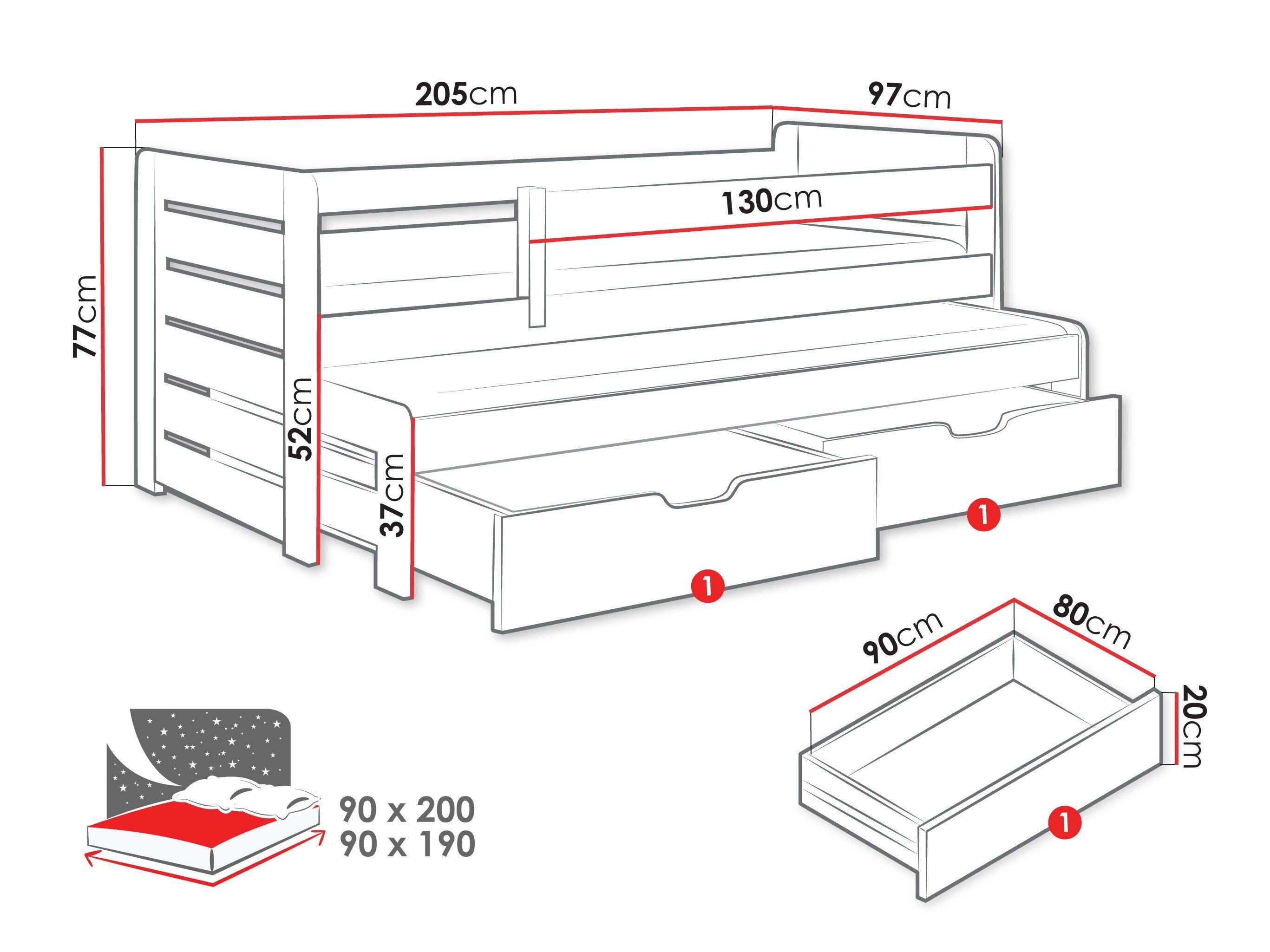 Bed Henderson 127 (Kasjmier)