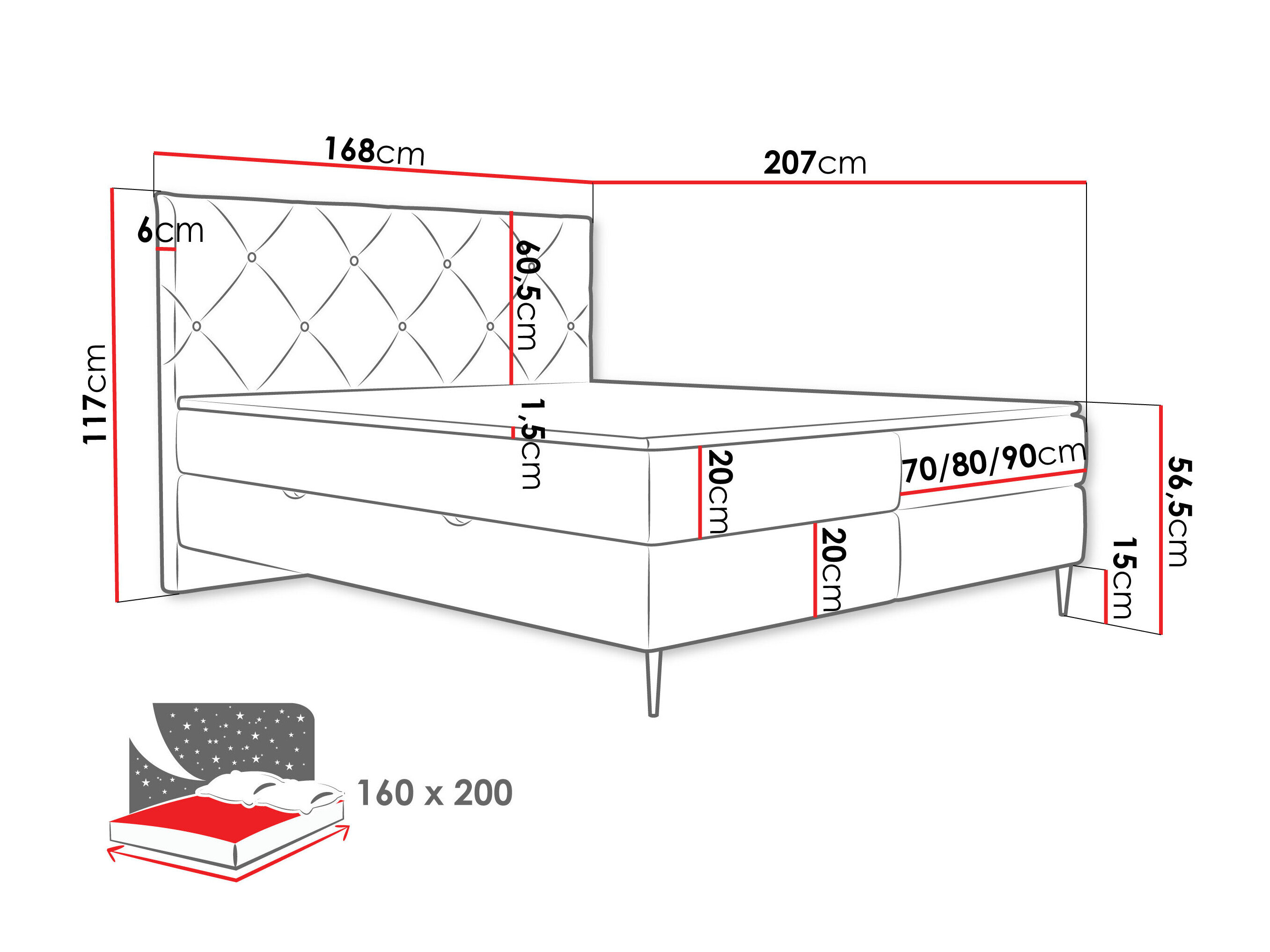 Boxspring ComfiDream Myrel (Verita 98)