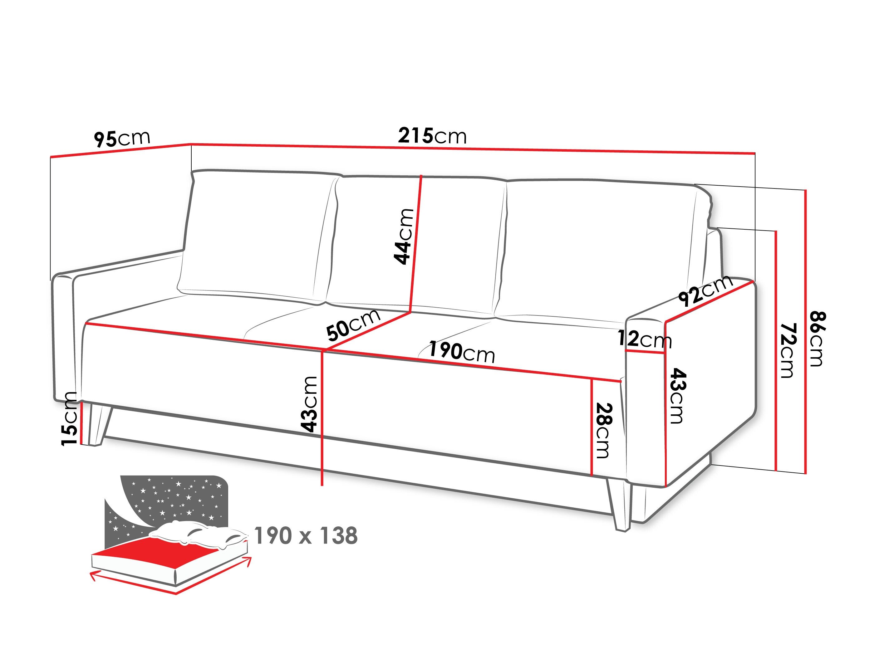 Slaapbank Delbene 129 (Aura 23 + Glanzend zwart)