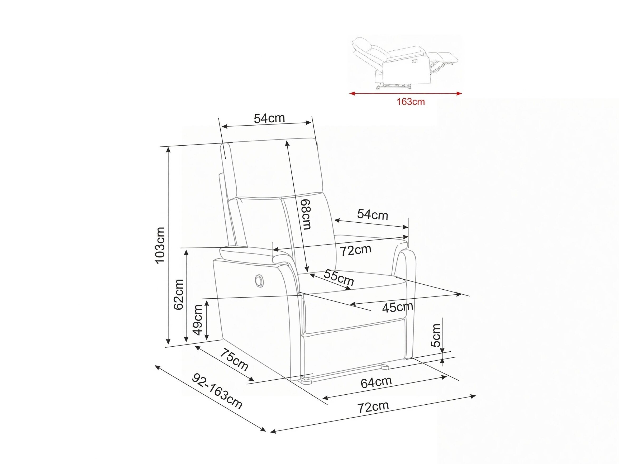 Relaxfauteuil Detroit 1040 (Raven 07)