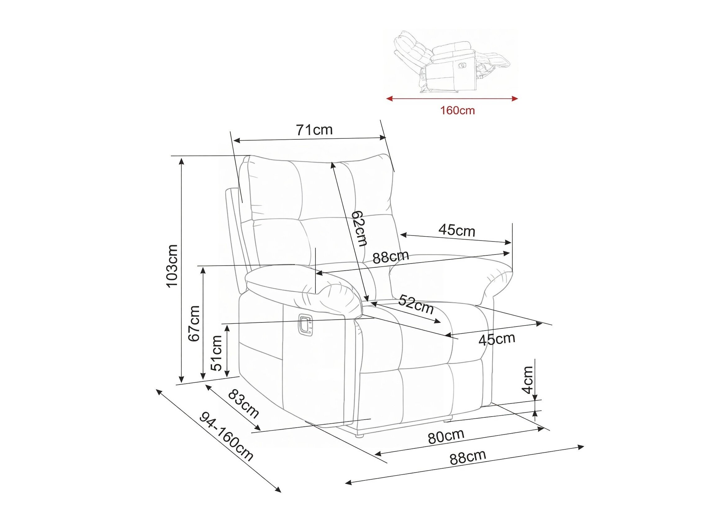 Relaxfauteuil Detroit 1041 (Raven 07)