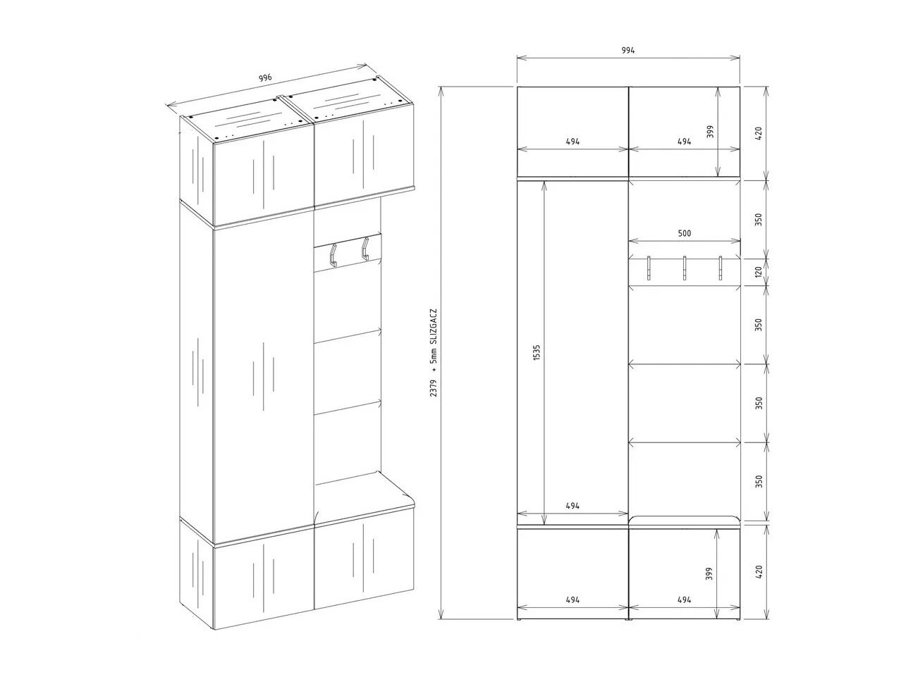 Gangmeubelset Domtori 100 (Wit)