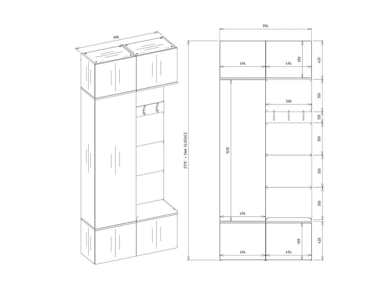Gangmeubelset Domtori 100 (Artisan eiken)