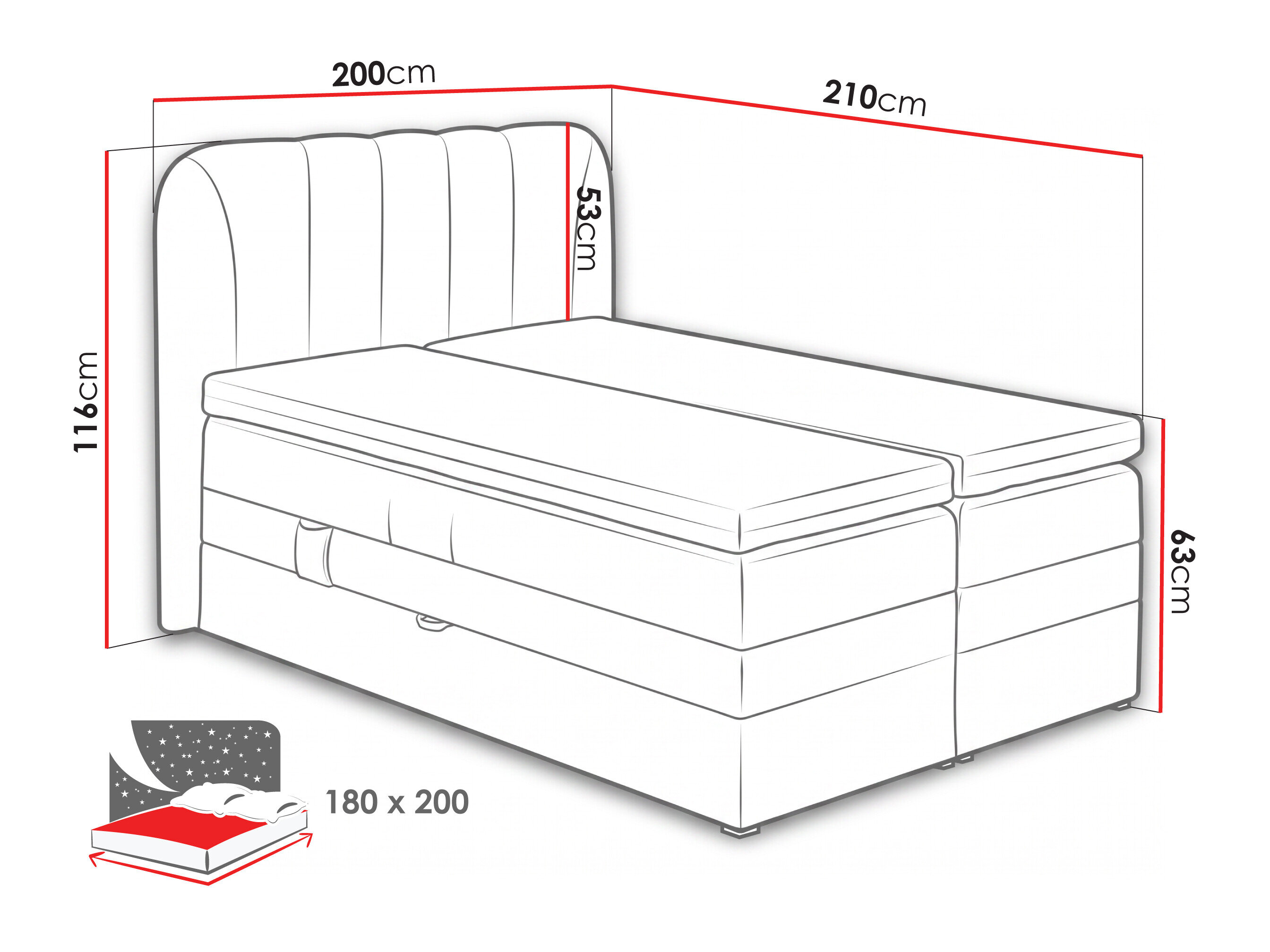 Boxspring Norman 127 (Grijs)