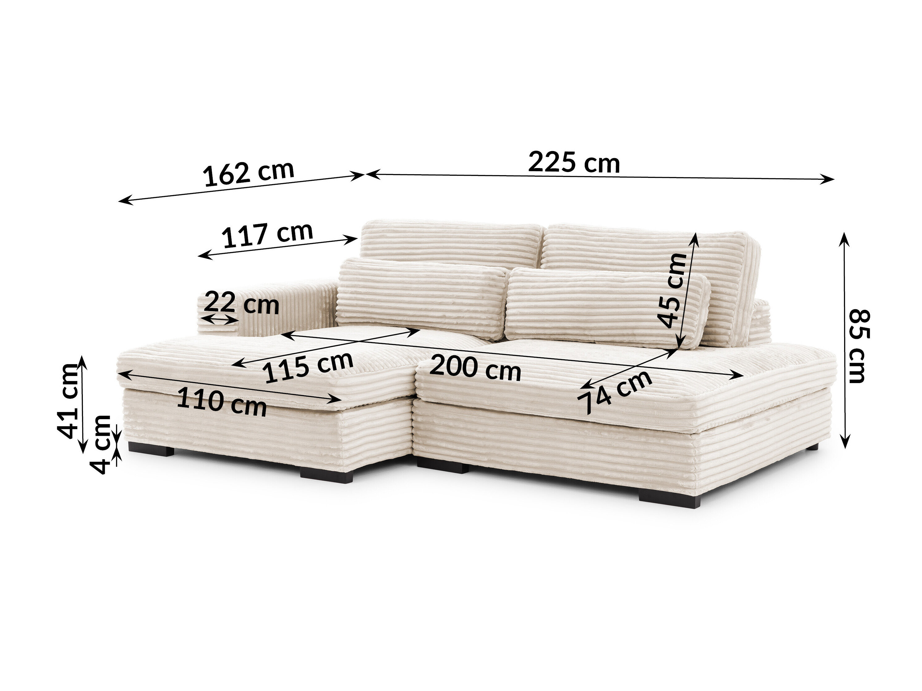 Hoekbank Rocklin 225 (Tilia 01)