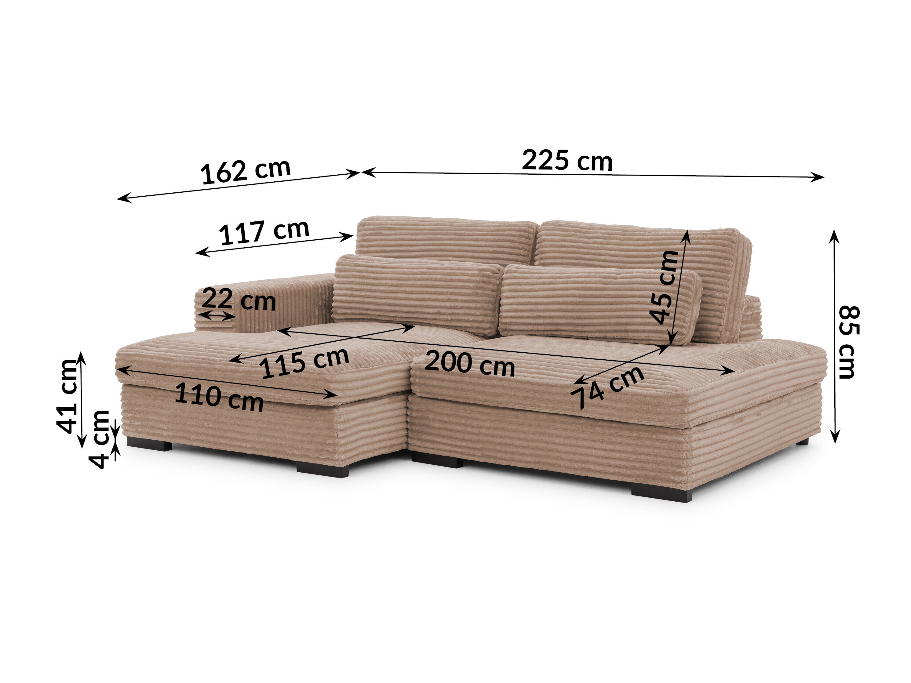 Hoekbank Rocklin 225 (Tilia 17)