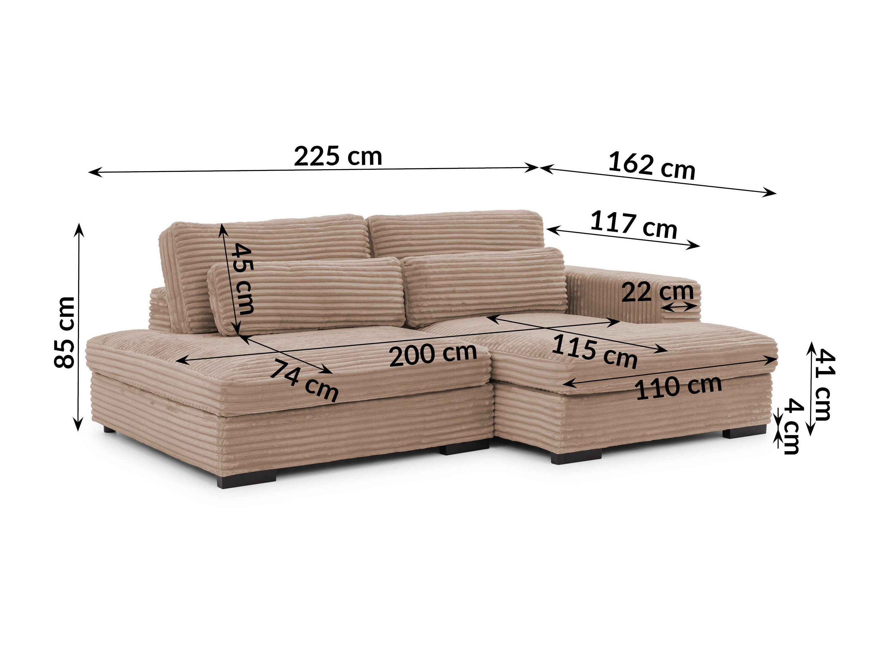 Hoekbank Rocklin 225 (Tilia 17)