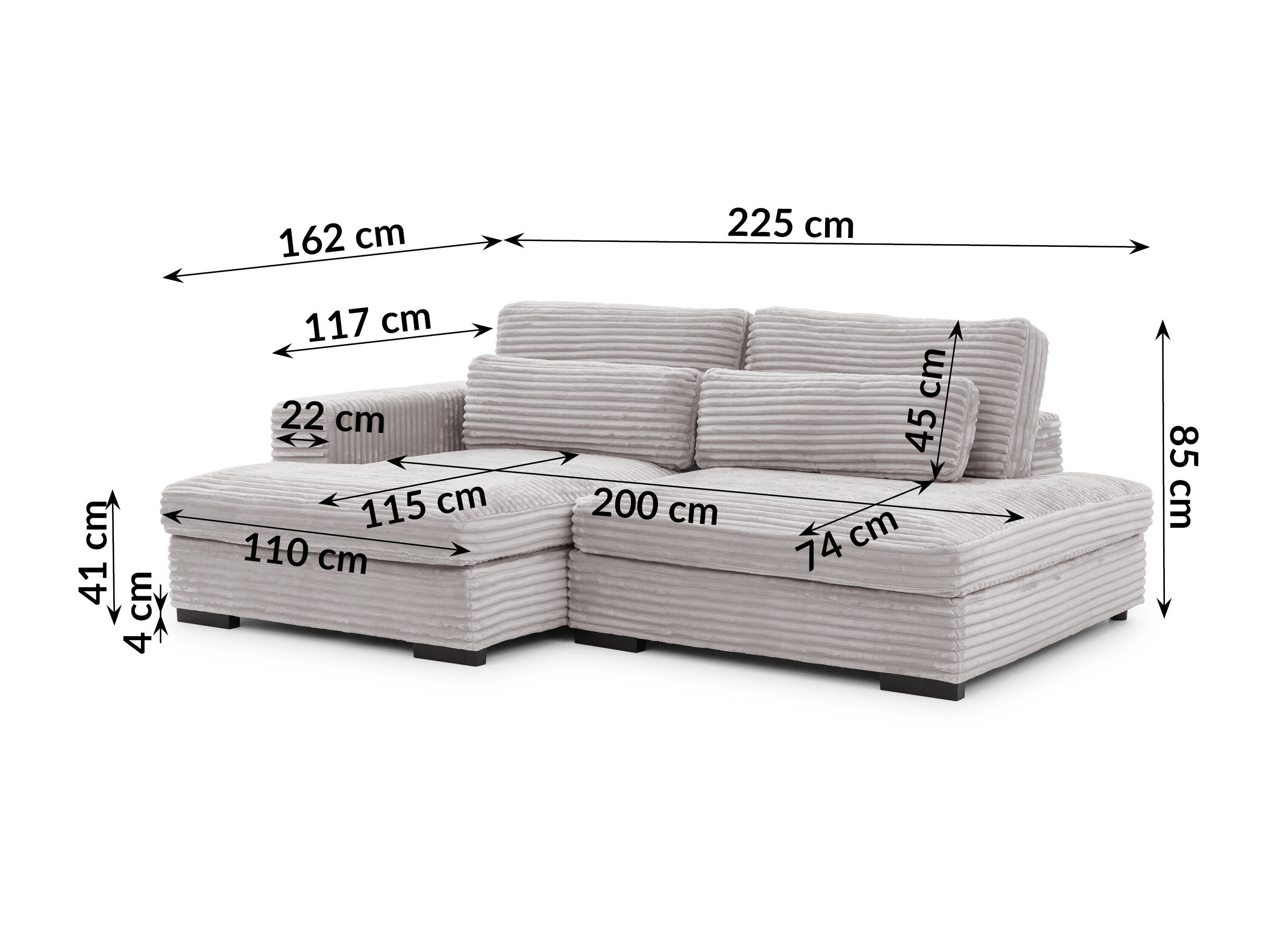 Hoekbank Rocklin 225 (Tilia 86)