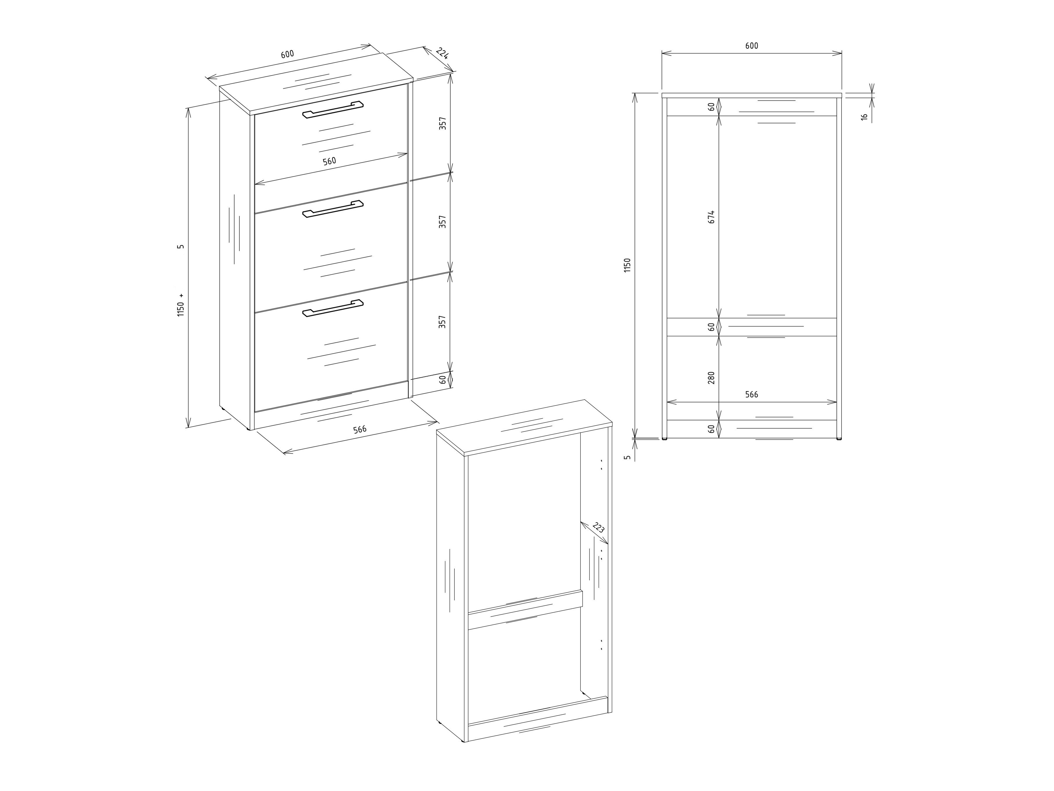 Schoenenkast Mandeville 224 (Wit)