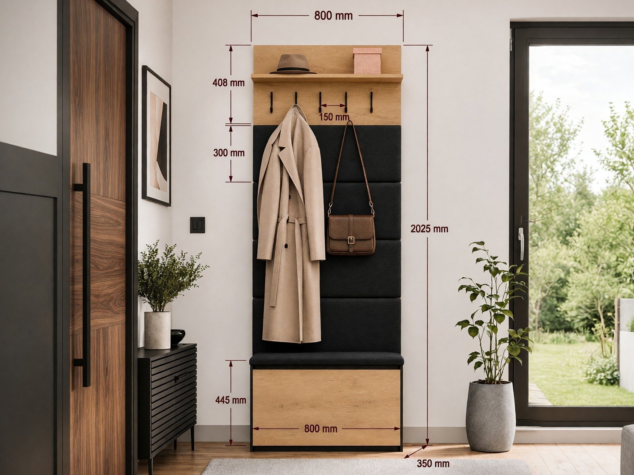 Gangmeubelset Mandeville 404 (Zwart + Artisan eiken)