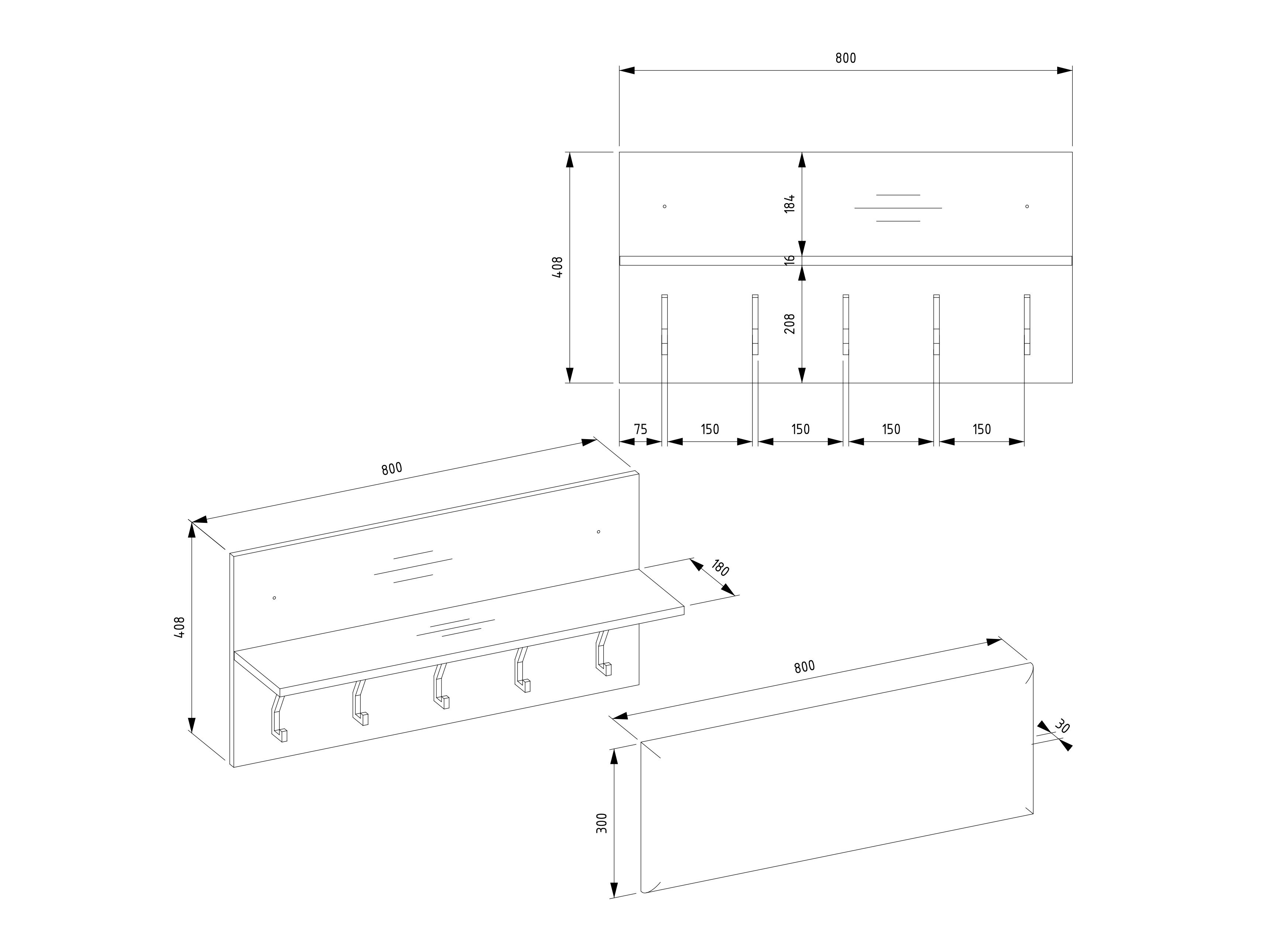 Gangmeubelset Mandeville 404 (Zwart + Artisan eiken)