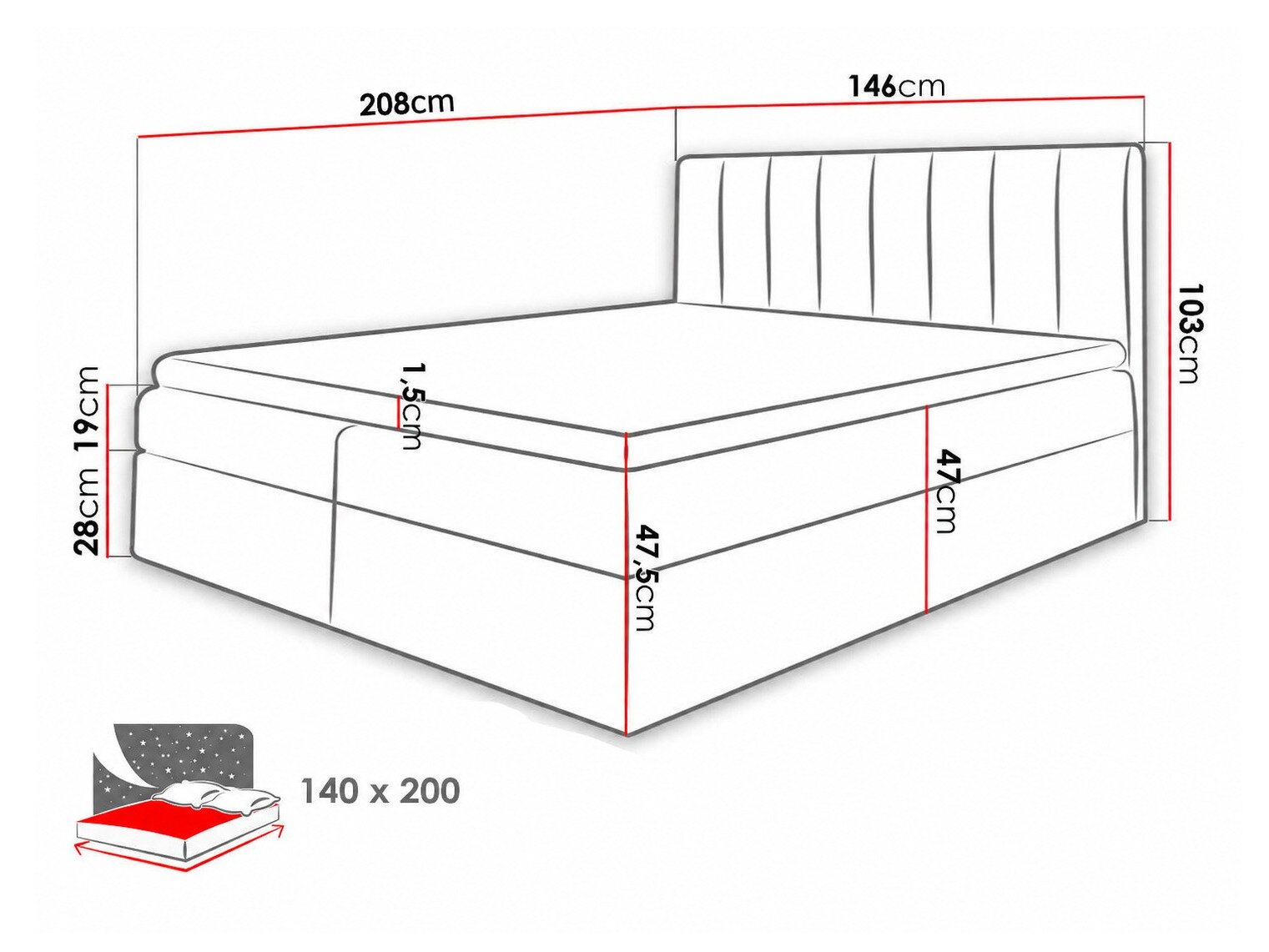 Boxspring Culina (Soft 017 + Spirit 13)