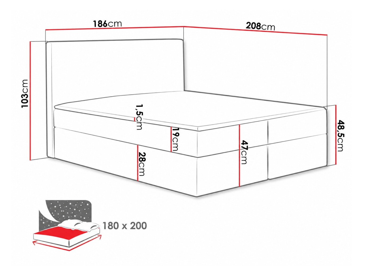 Boxspring Nix (Velluto 14)